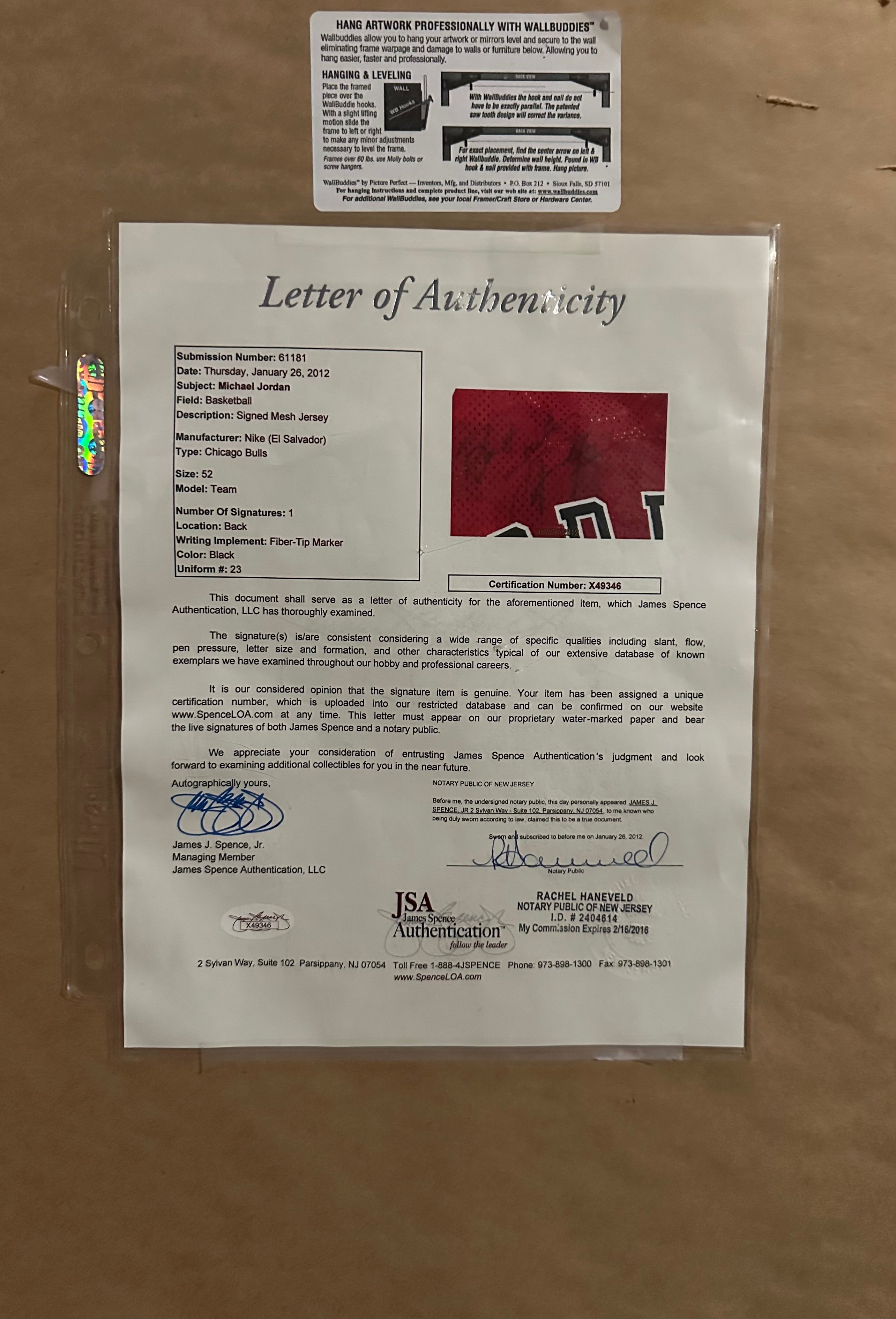 Chicago Bulls - Michael Jordan Autographed Framed Jersey with cards