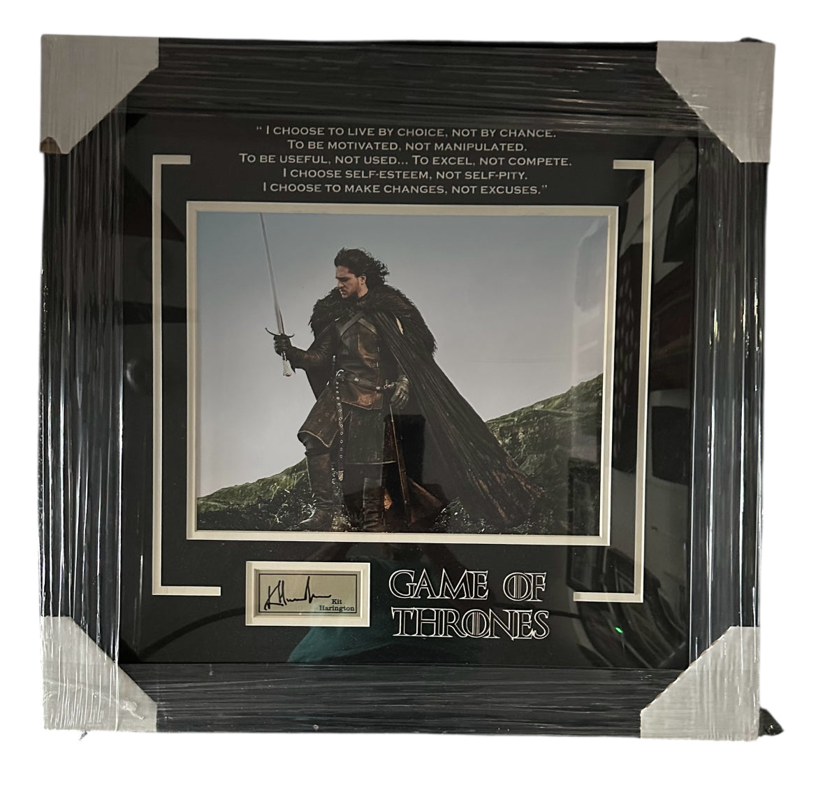 Game of Thrones - Jon Snow with quote and Facsimile Autograph
