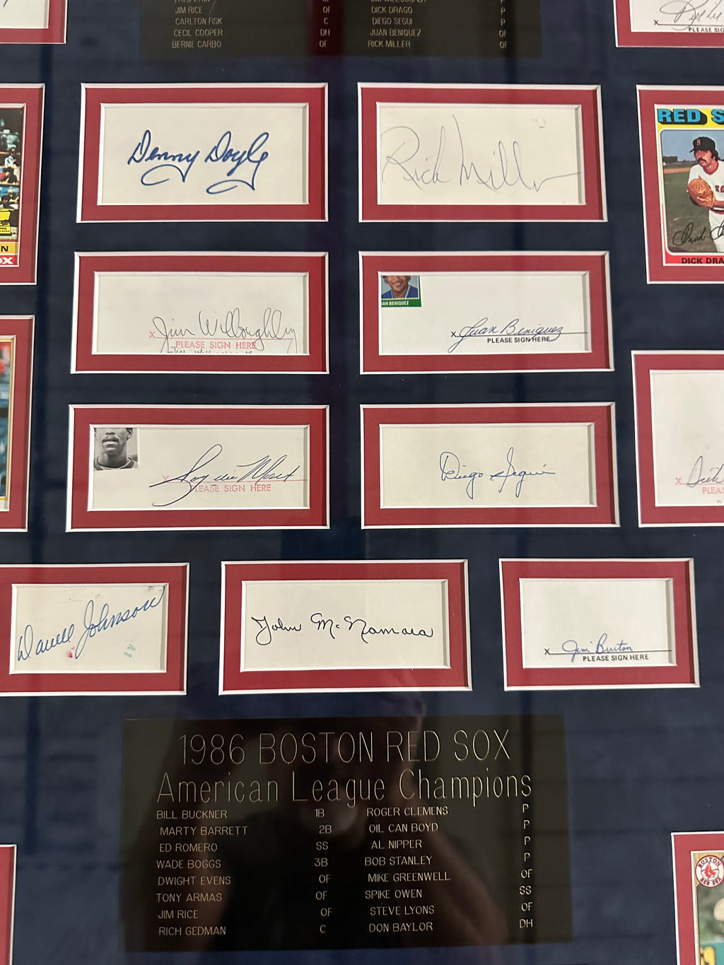 Boston Red Sox - 1975/1986 ALCS Collage with multiple Autographed Cuts & Cards