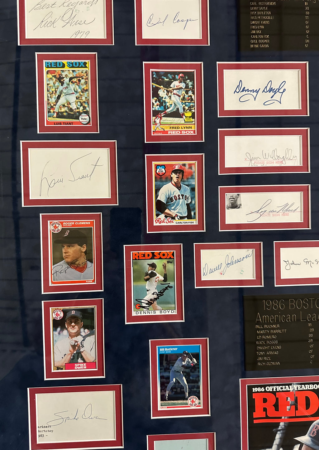 Boston Red Sox - 1975/1986 ALCS Collage with multiple Autographed Cuts & Cards