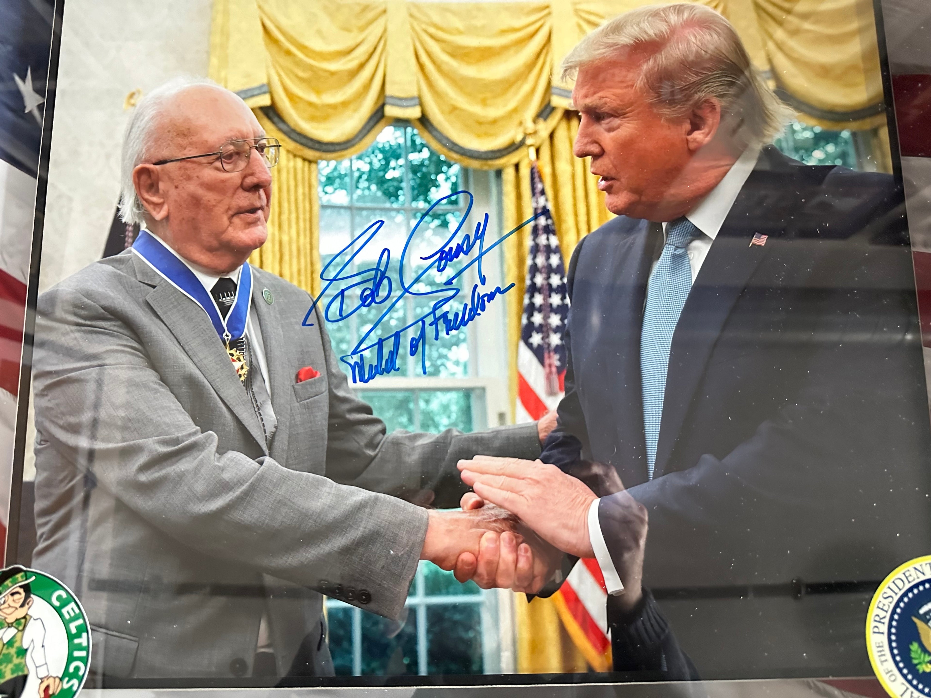 Bob Cousy Medal of Freedom Recipient with President Trump