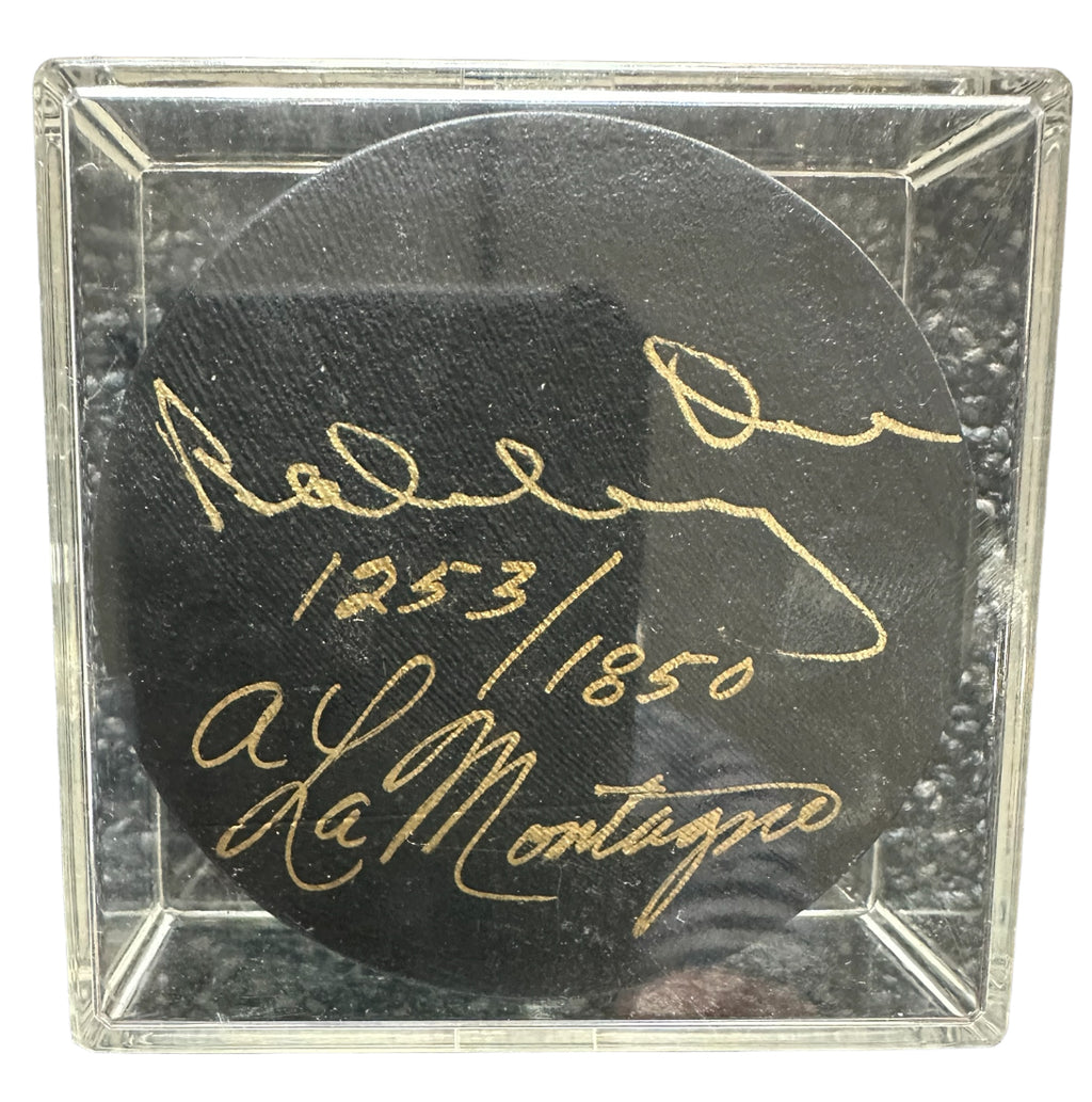 Boston Bruins - 1253/1850 puck autographed by Bobby Orr & Armond LaMontagne