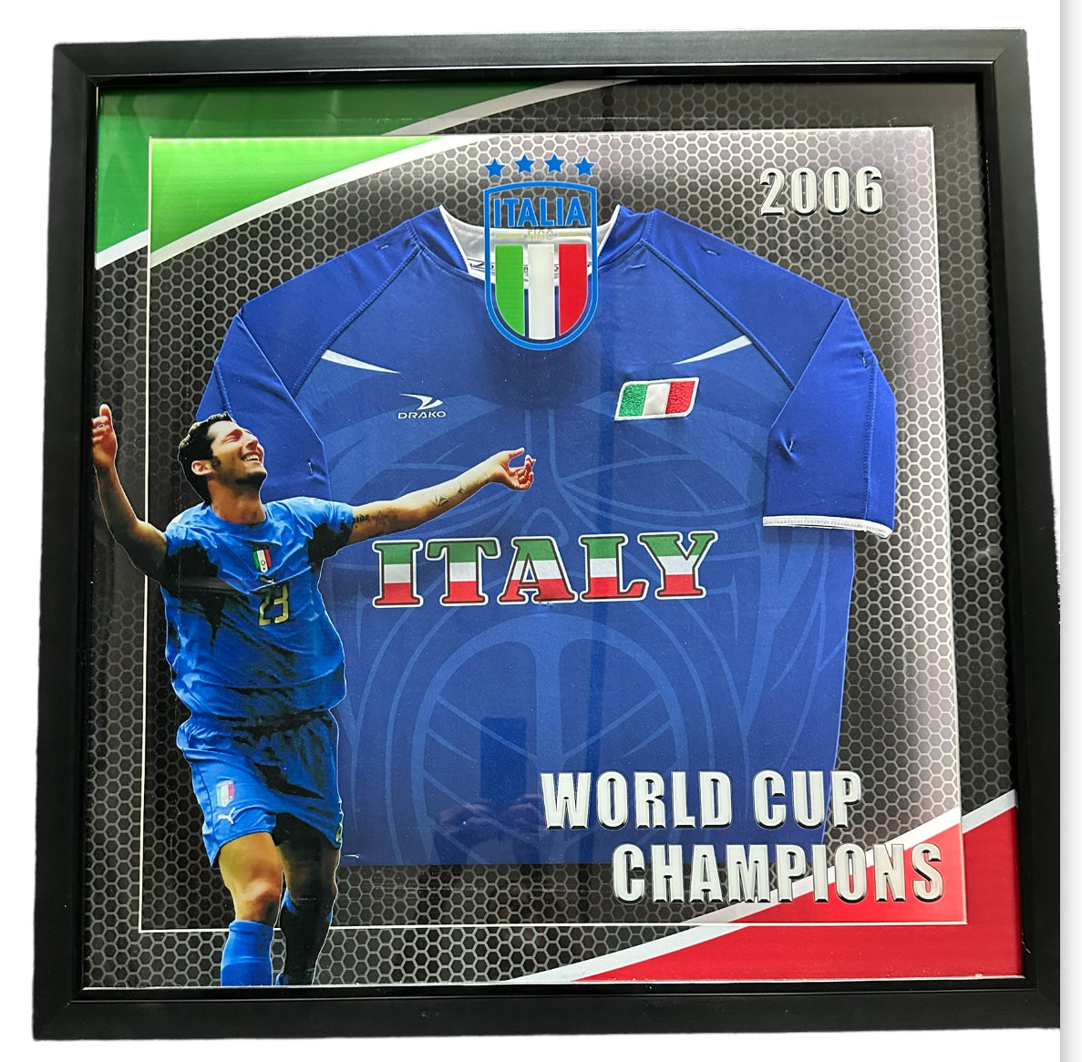 Italy 2006 World Cup Champions framed Soccer Jersey with LED Lighting