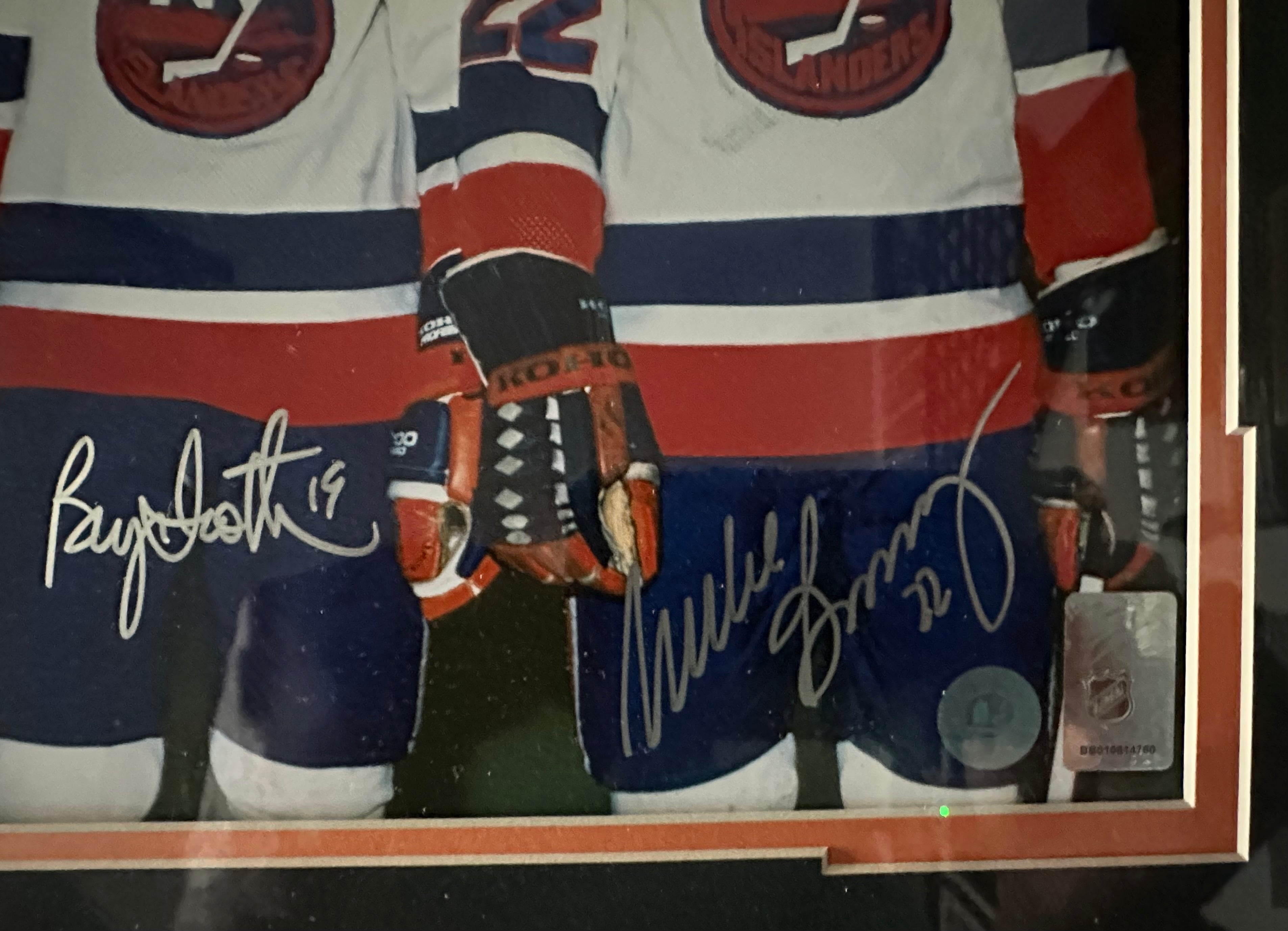NY Islanders - Gillies, Smith & Bossy Dynasty autographed with 4 Replica Rings