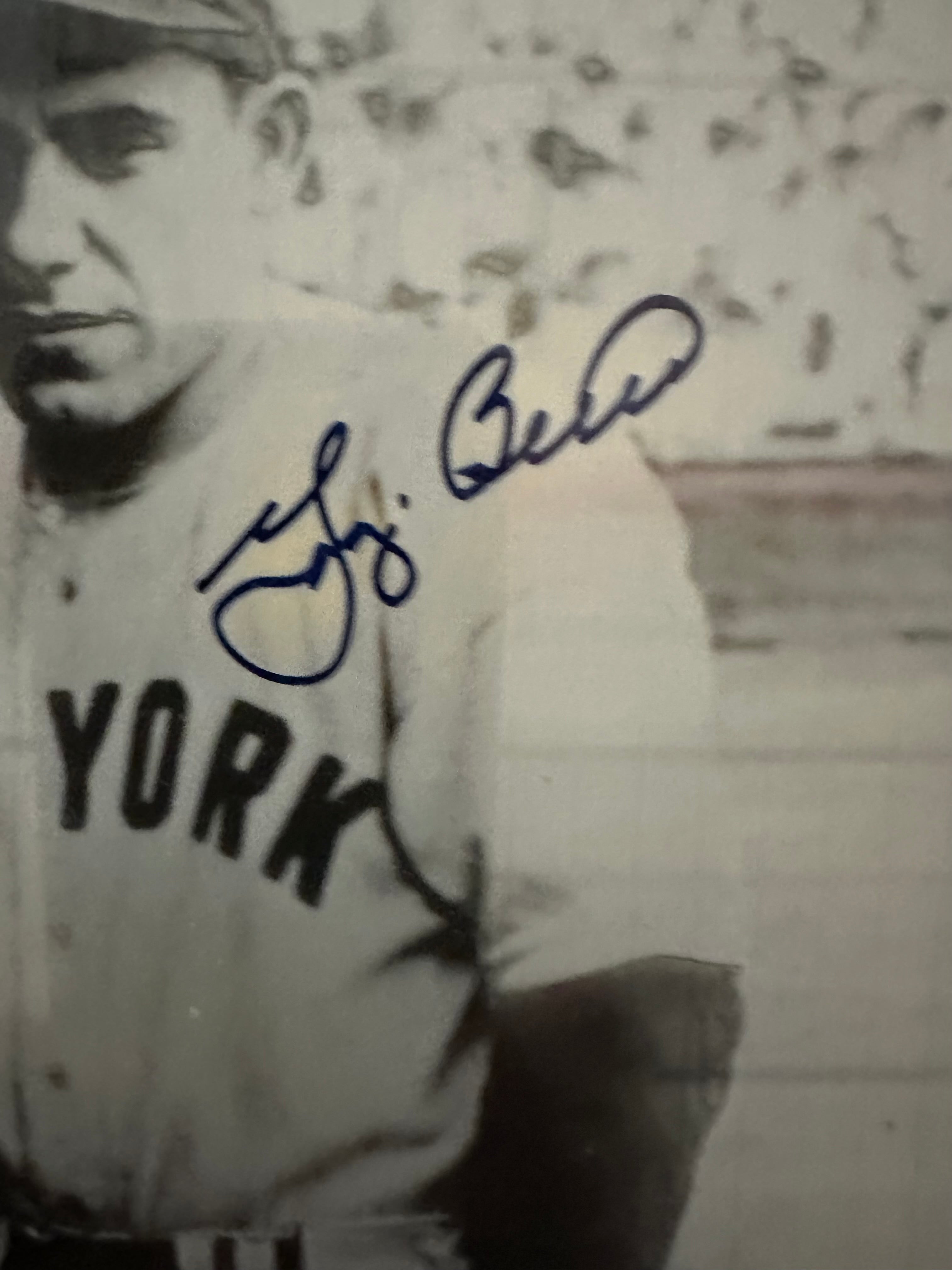 NY Yankees - "The Babe Greets Yogi" Yogi Berra Autographed 11x14 B&W Photo