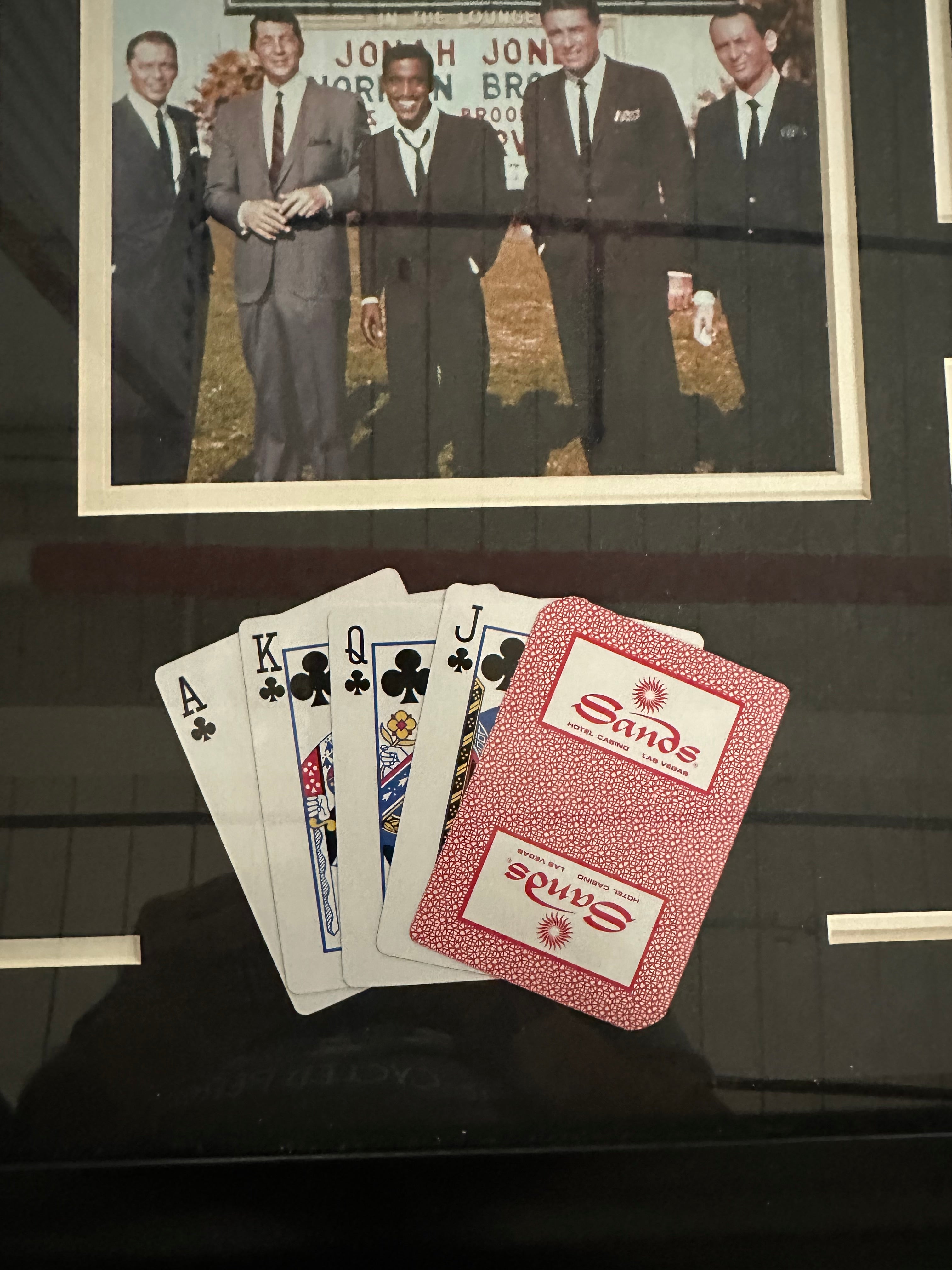 Rat Pack in front of Sands in Vegas with Playing Cards