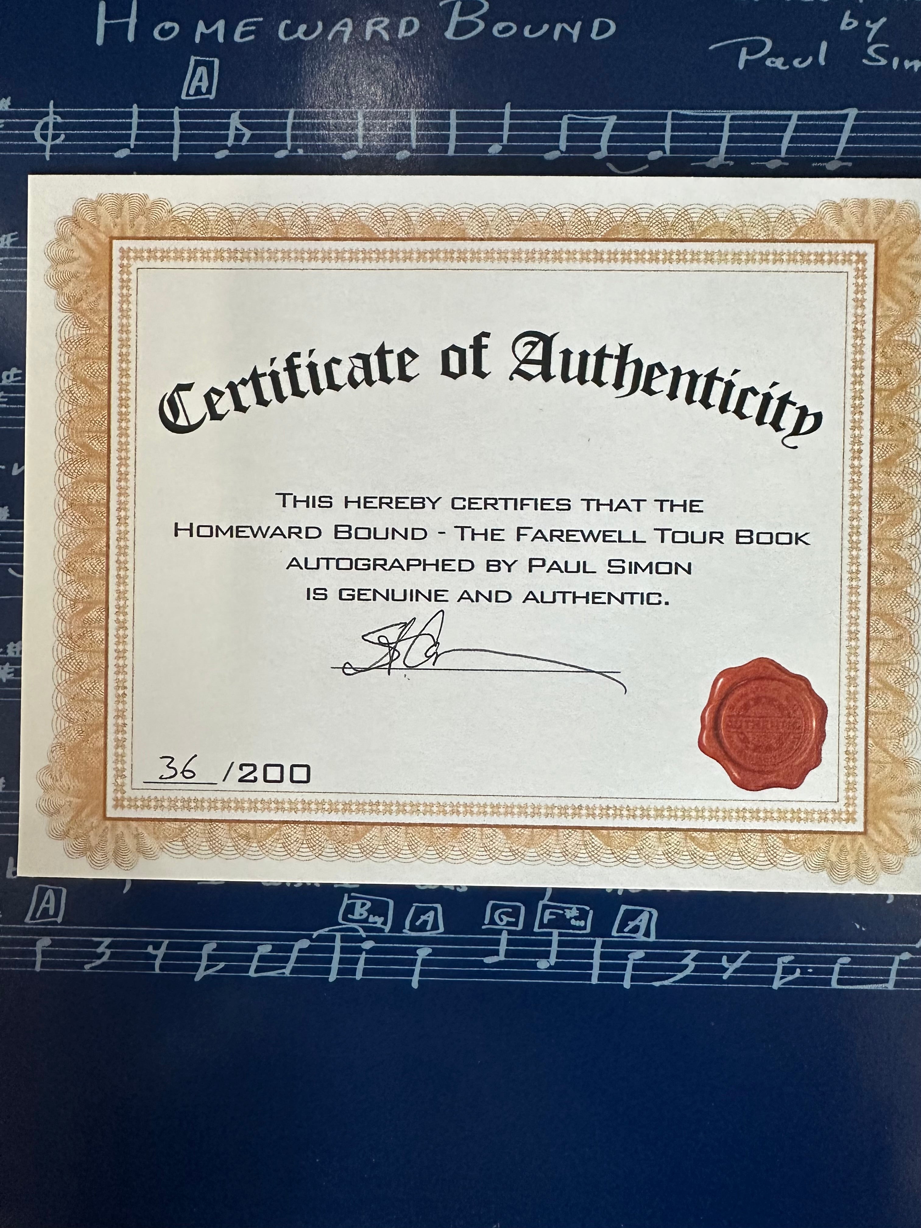 Paul Simon Homeward Bound - The Farewell Tour Book Autographed