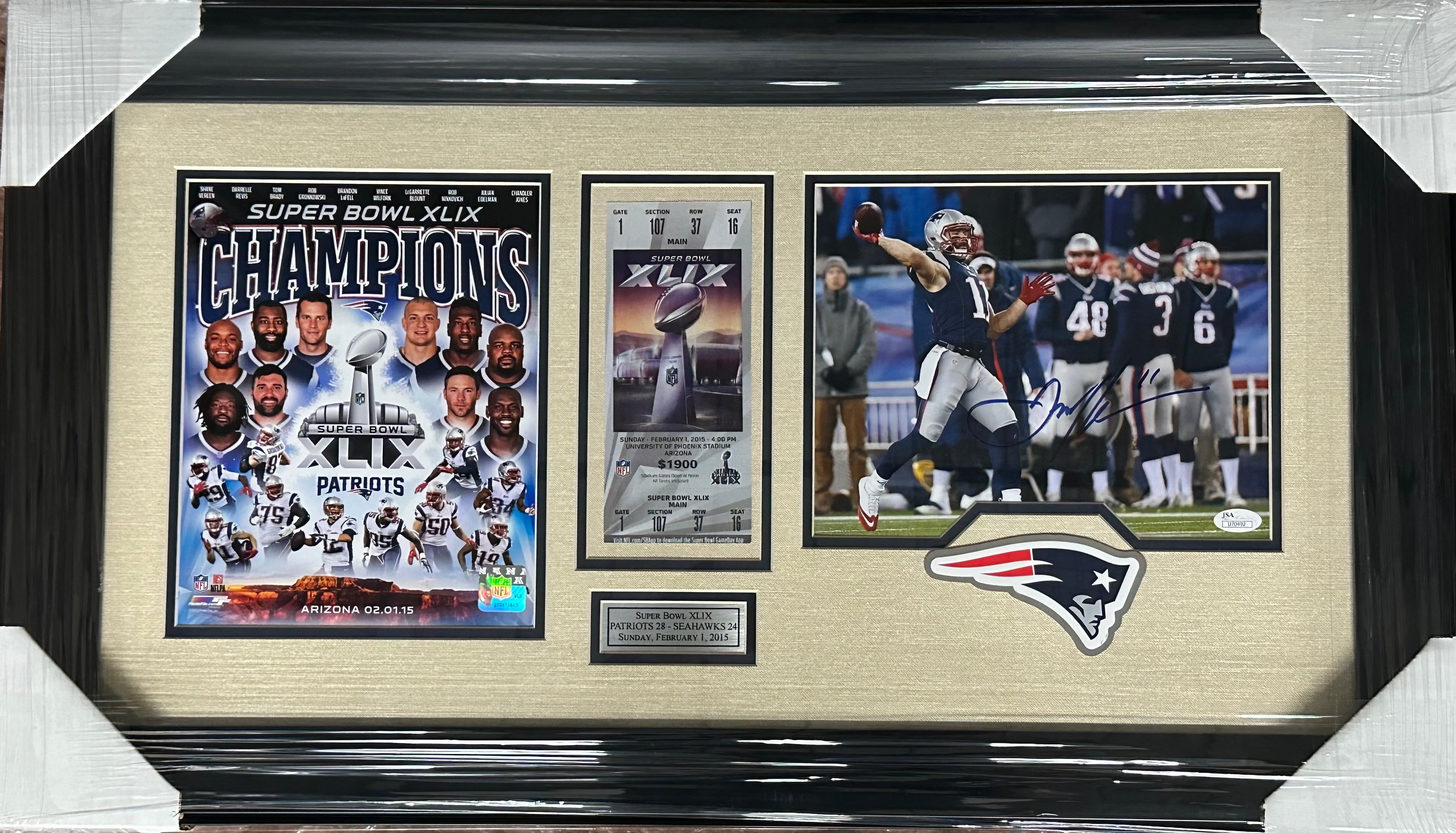 New England Patriots - Julian Edelman Autographed 2 Way with Ticket