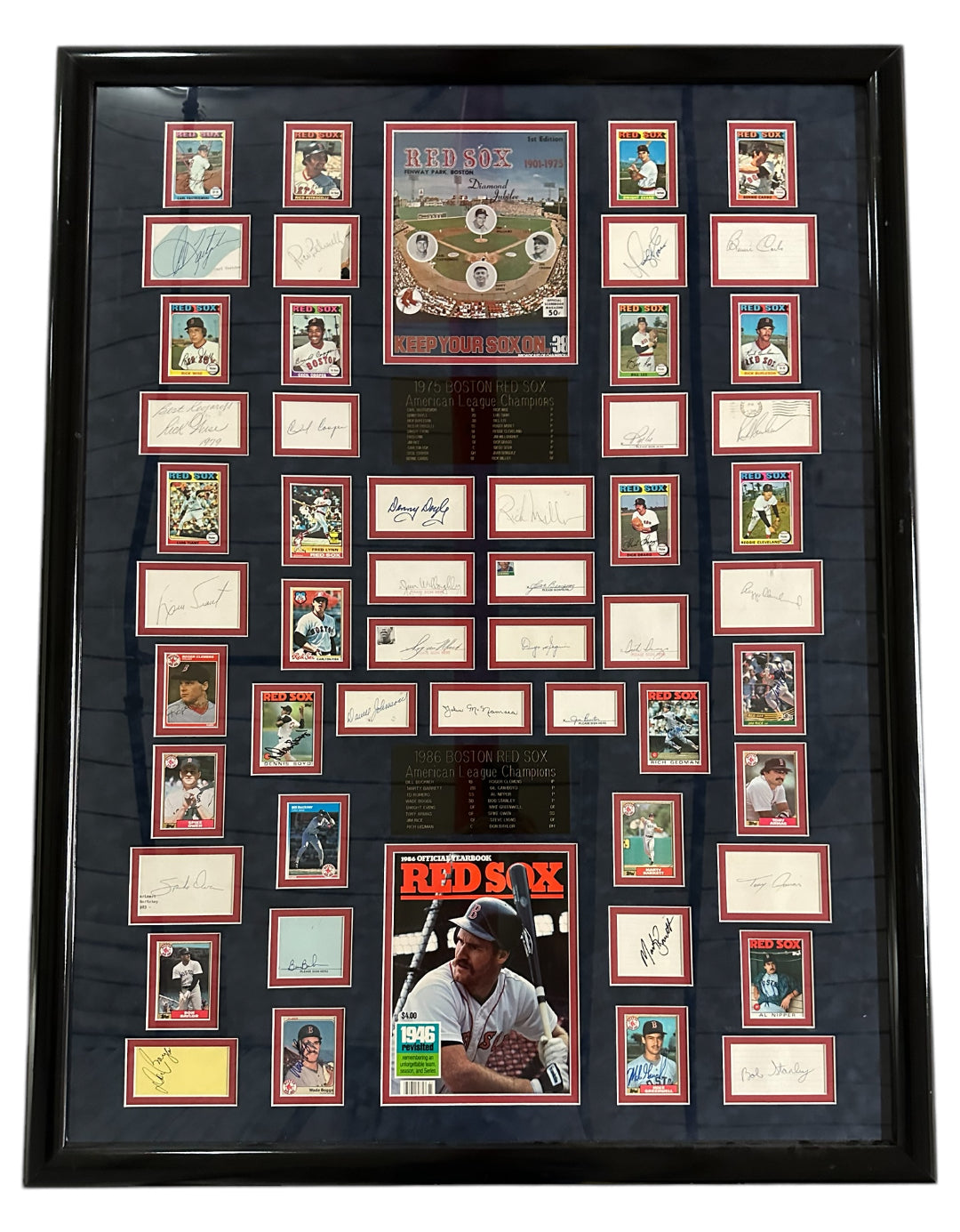 Boston Red Sox - 1975/1986 ALCS Collage with multiple Autographed Cuts & Cards