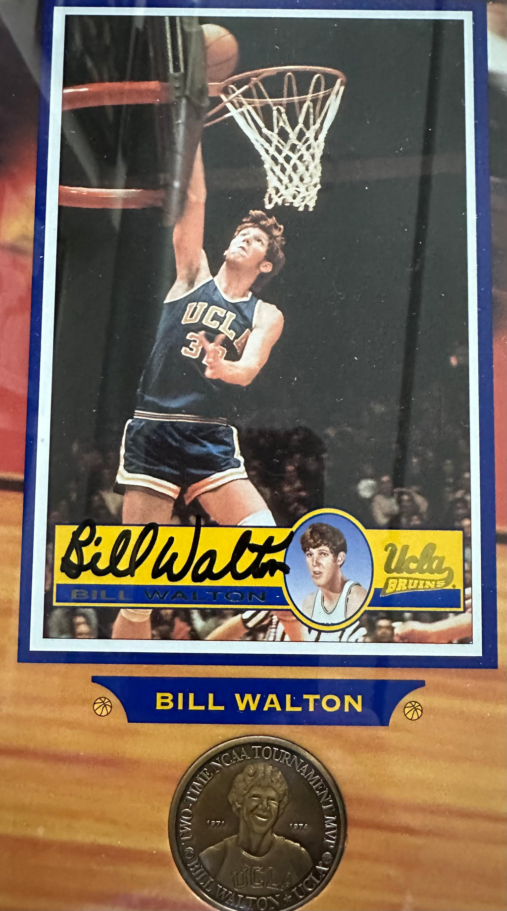 UCLA Bruins - Wooden and Walton Autographed with commemorative coins