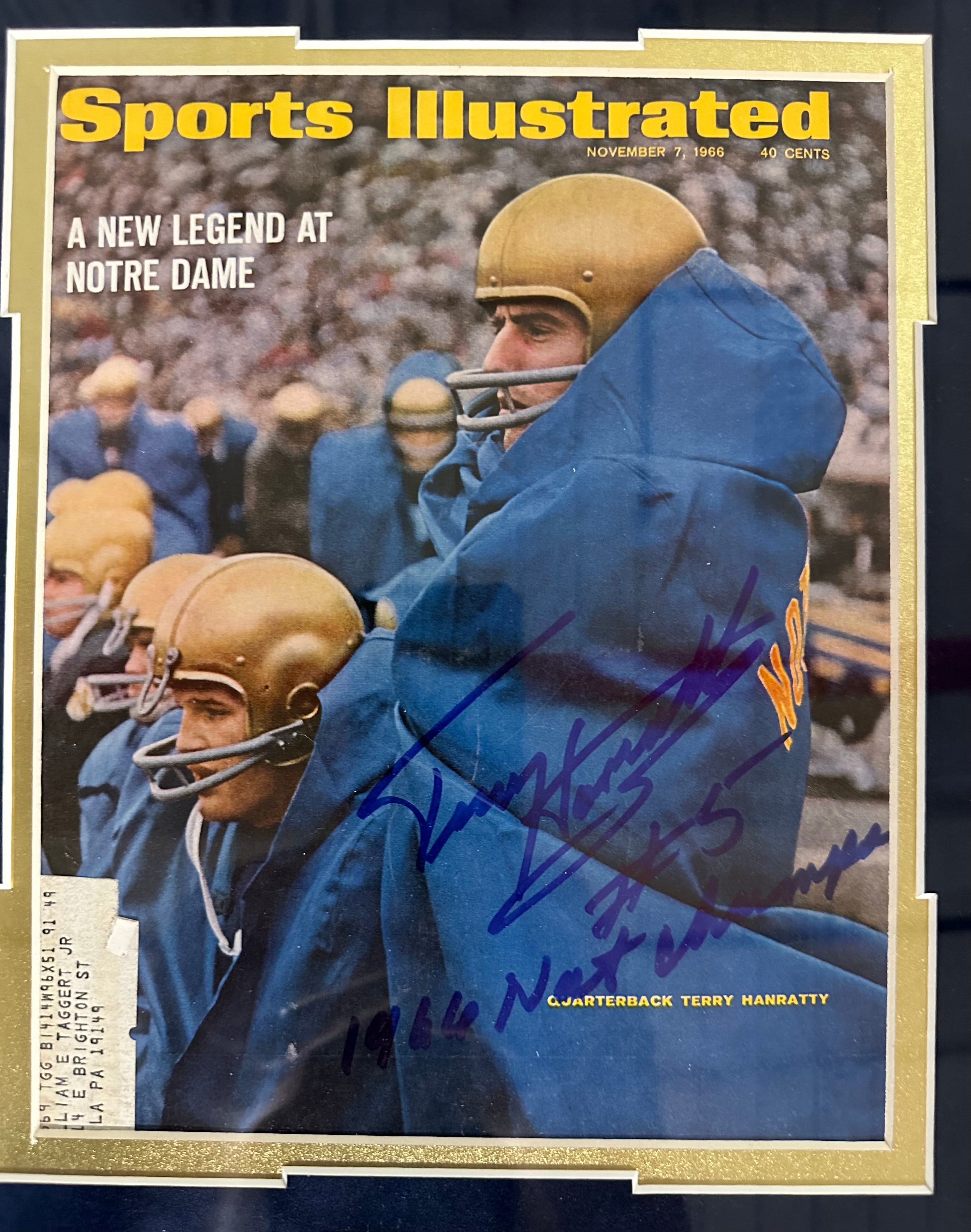 Notre Dame - Terry Hanratty 1966 National Champions Autographed SI Magazine