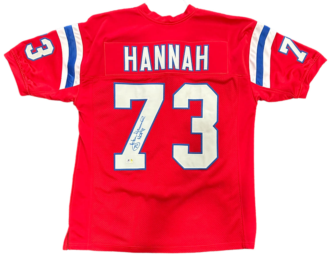 New England Patriots - John Hannah Inscribed Football Jersey
