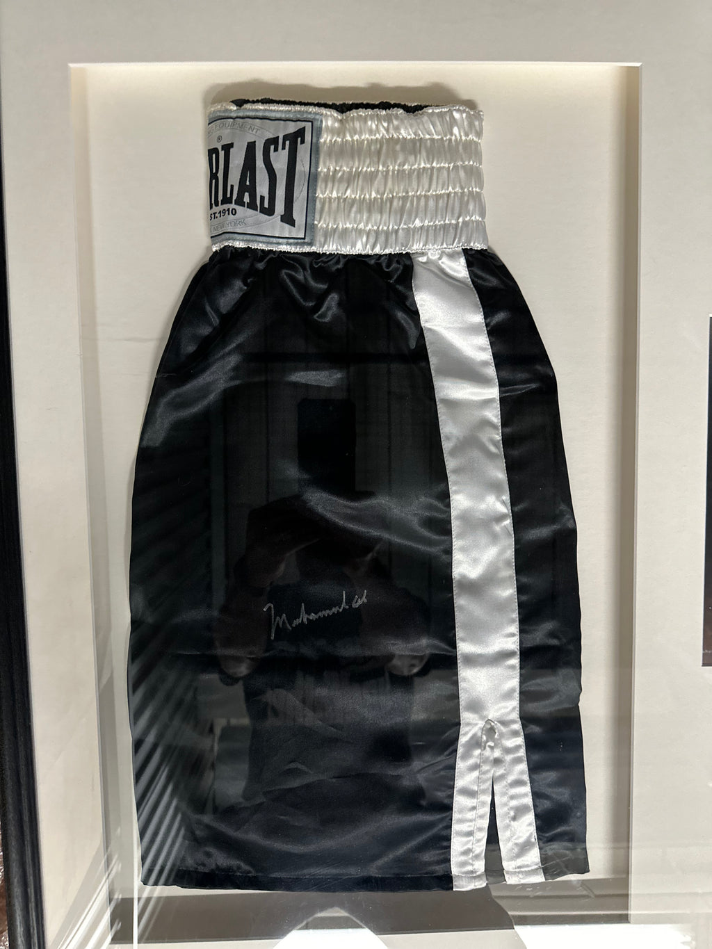 Muhammad Ali Autographed 8 x 10 photo and Boxing shorts