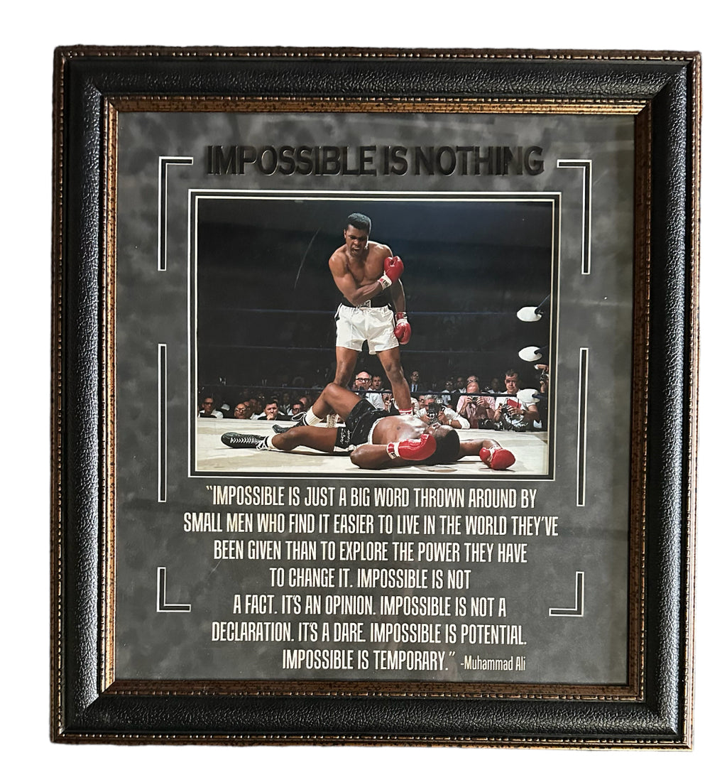 Boxing Legend Muhammad Ali "Impossible is Nothing" Quote Framed Photo