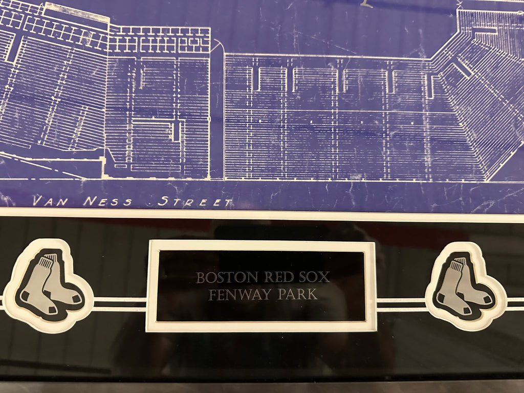 Fenway Architectural Blueprint with Rice, Flynn and Evans Autographs