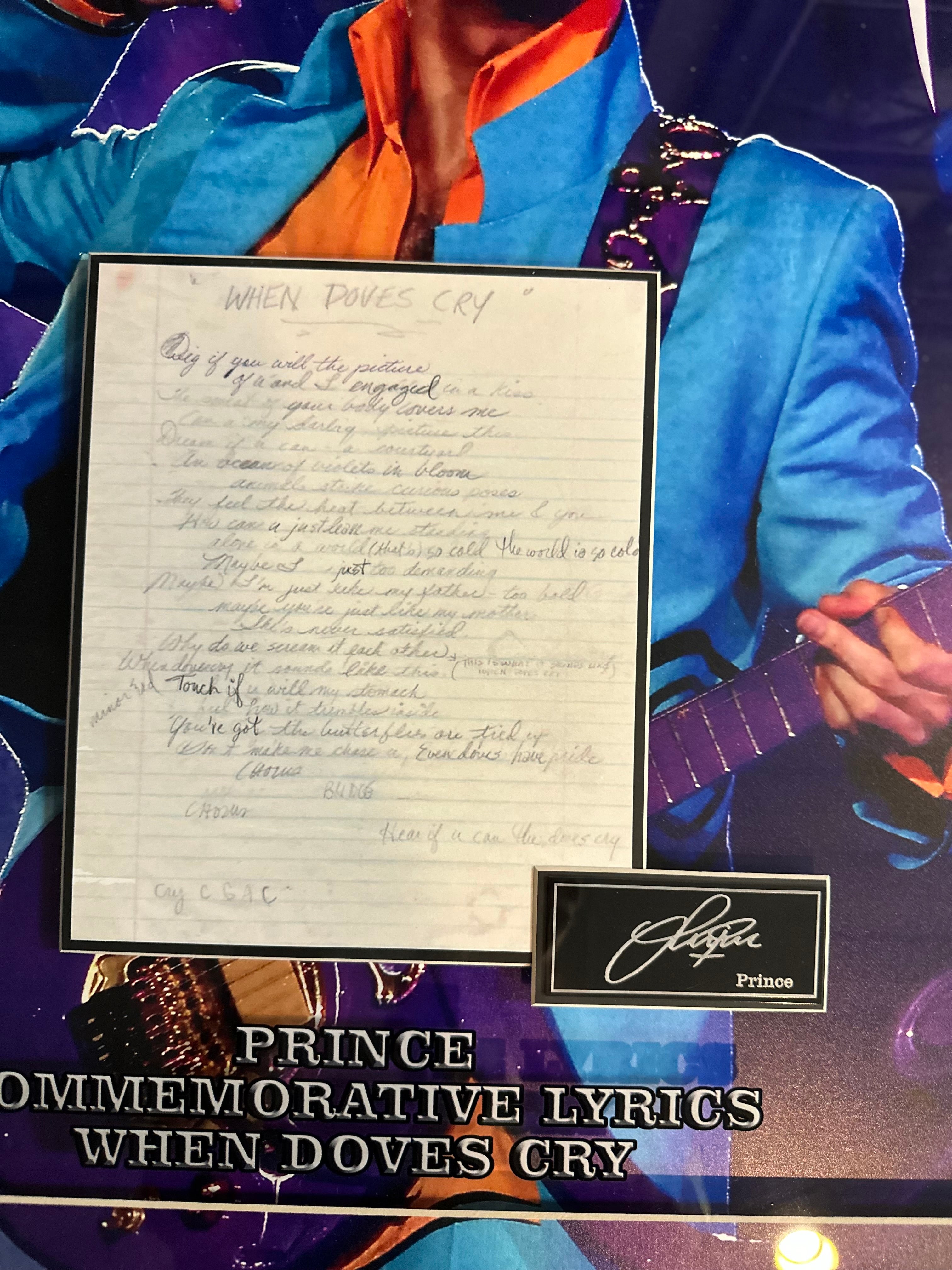 Prince Commemorative Lyrics (Facsimile)