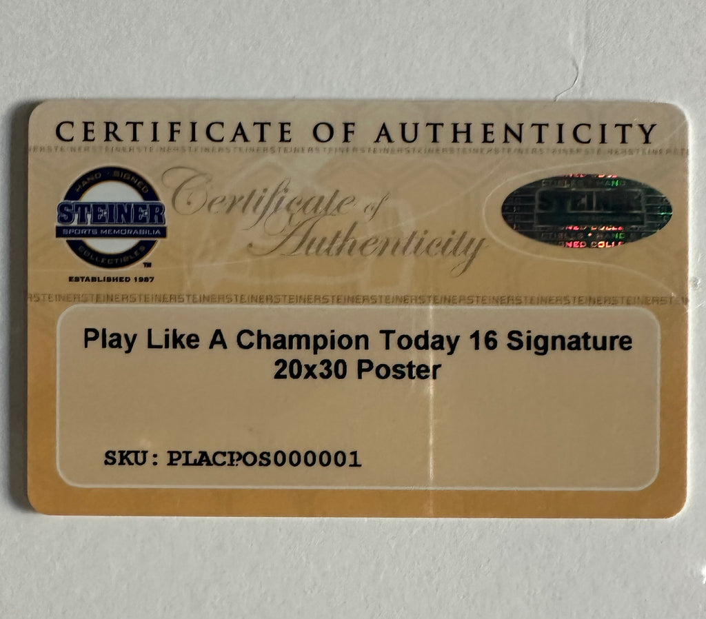 Notre Dame "Play Like A Champion Today" - Autographed (16)