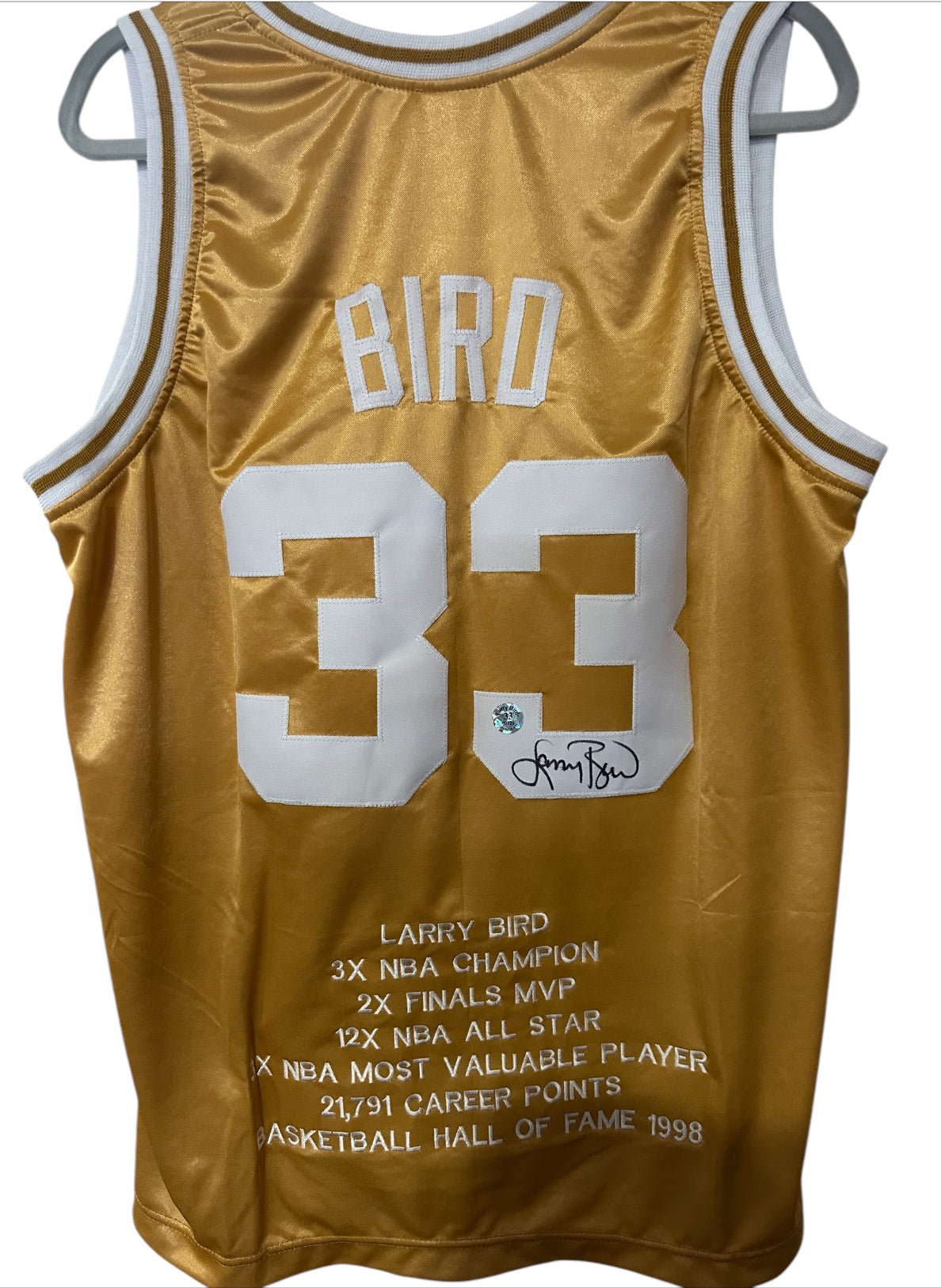 Boston Celtics - Larry Bird Autographed Gold Jersey