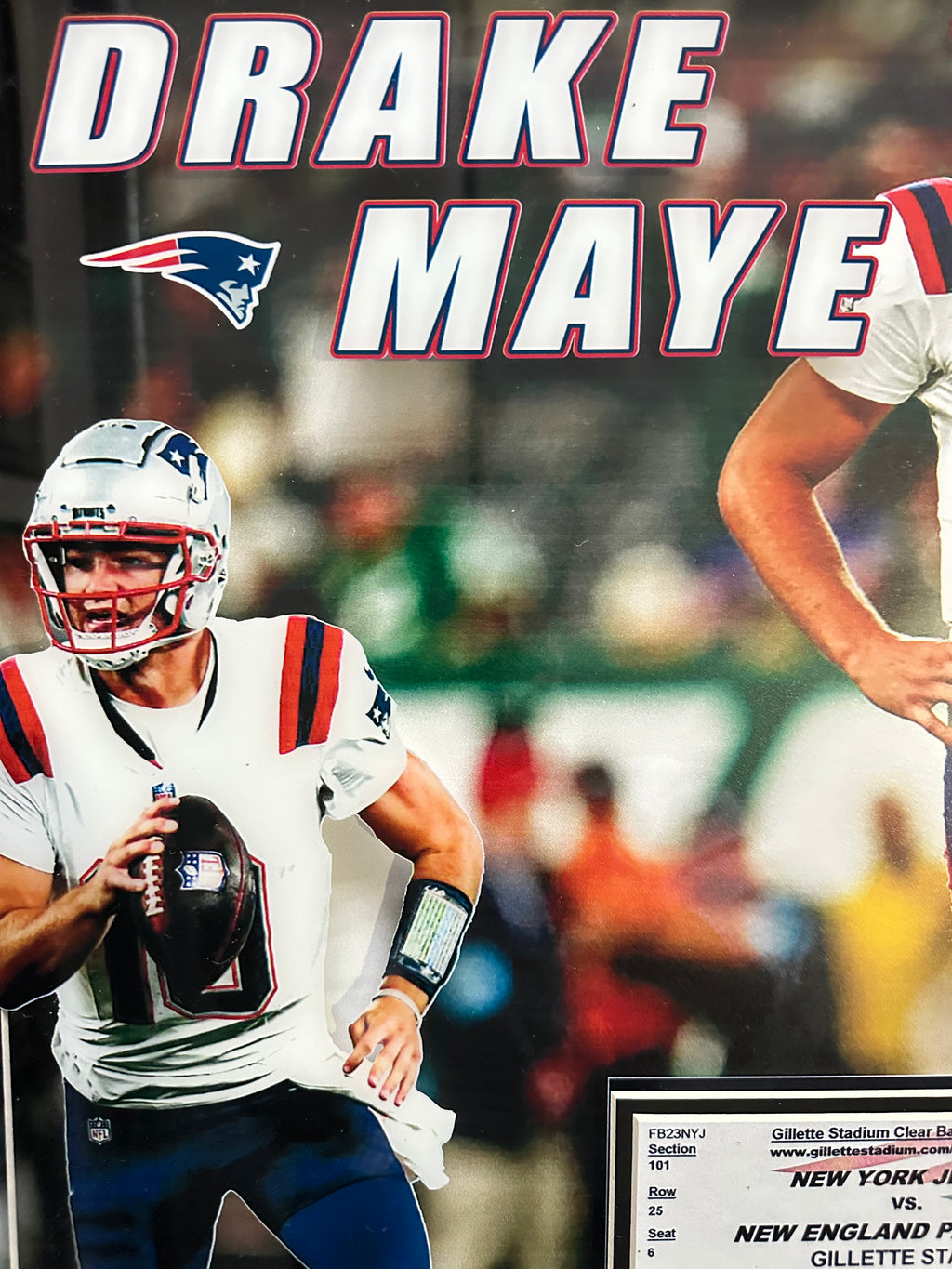 New England Patriots - Drake Maye Debut vs Jets with replica game ticket