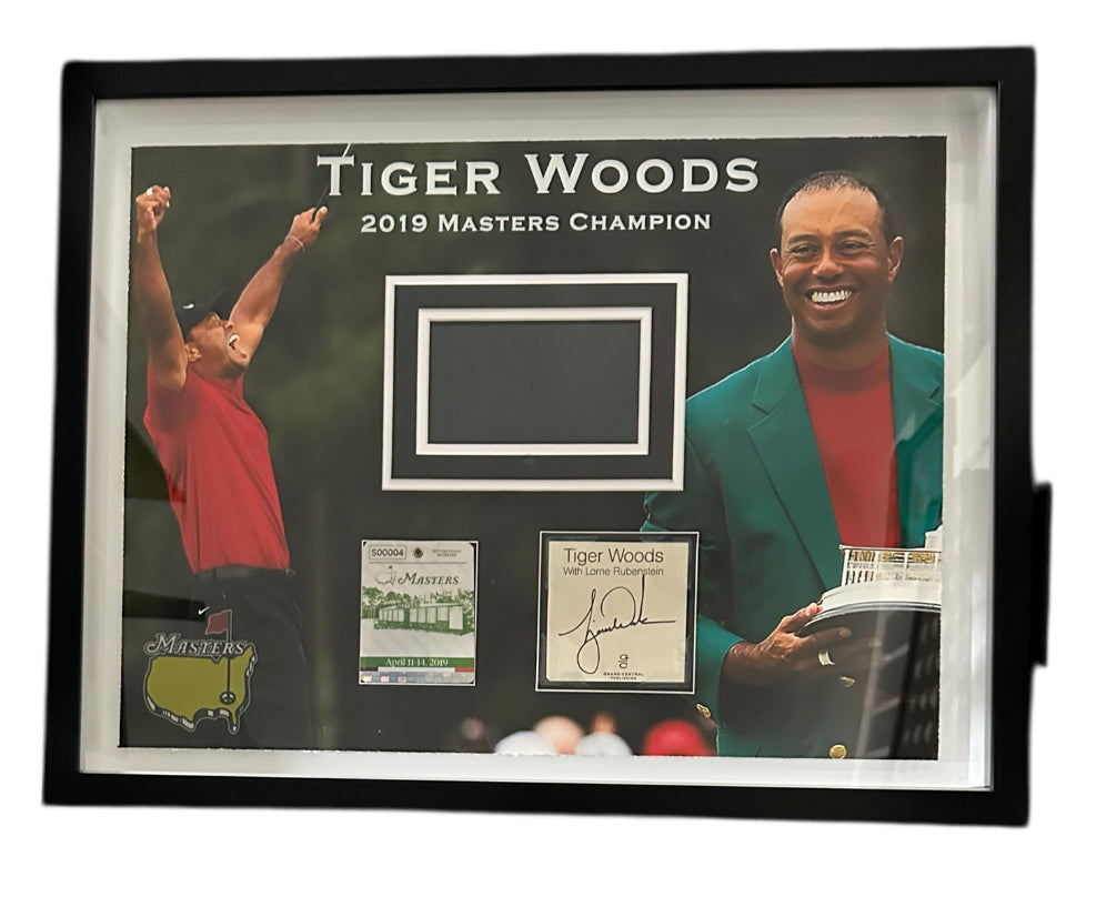 Tiger Woods 2019 Masters Champion Autographed with video montage and replica bad