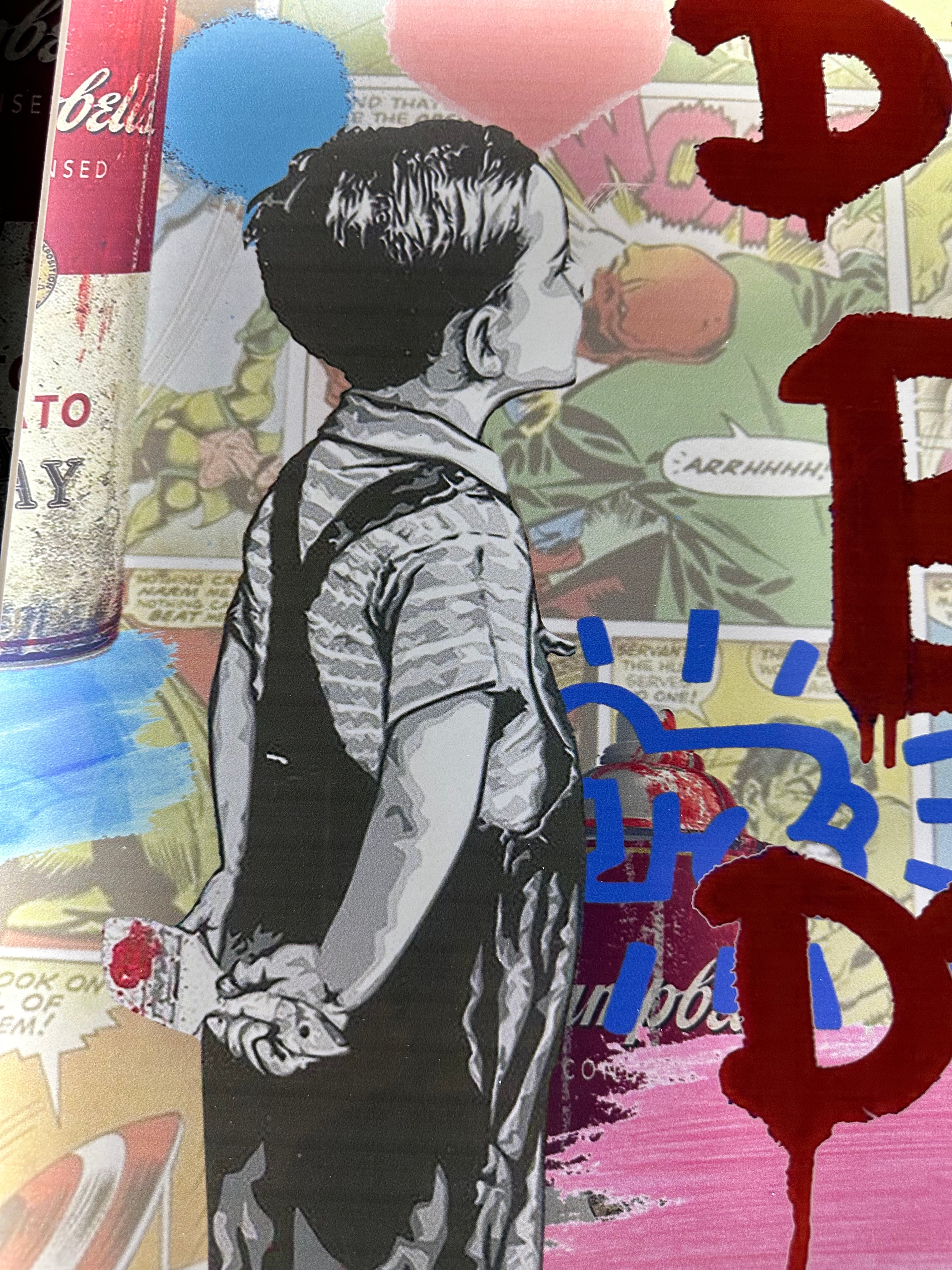 Dream Big Dreams - Childs room Pop Art by Banksy with LED Lighting