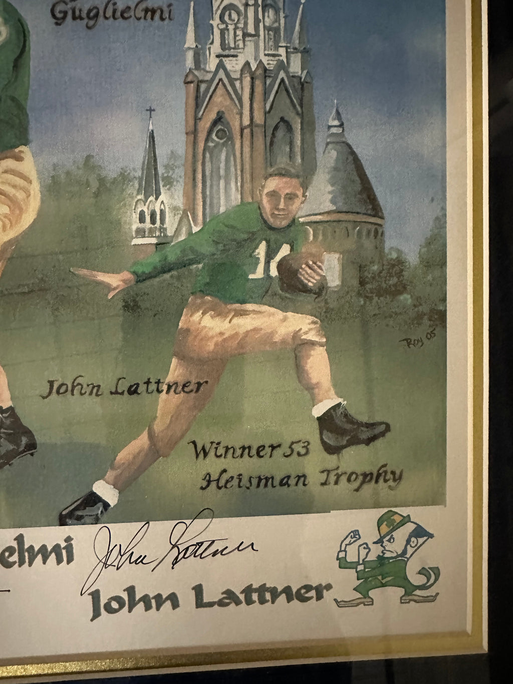 Notre Dame - Heisman Players watercolor with 4 autographs