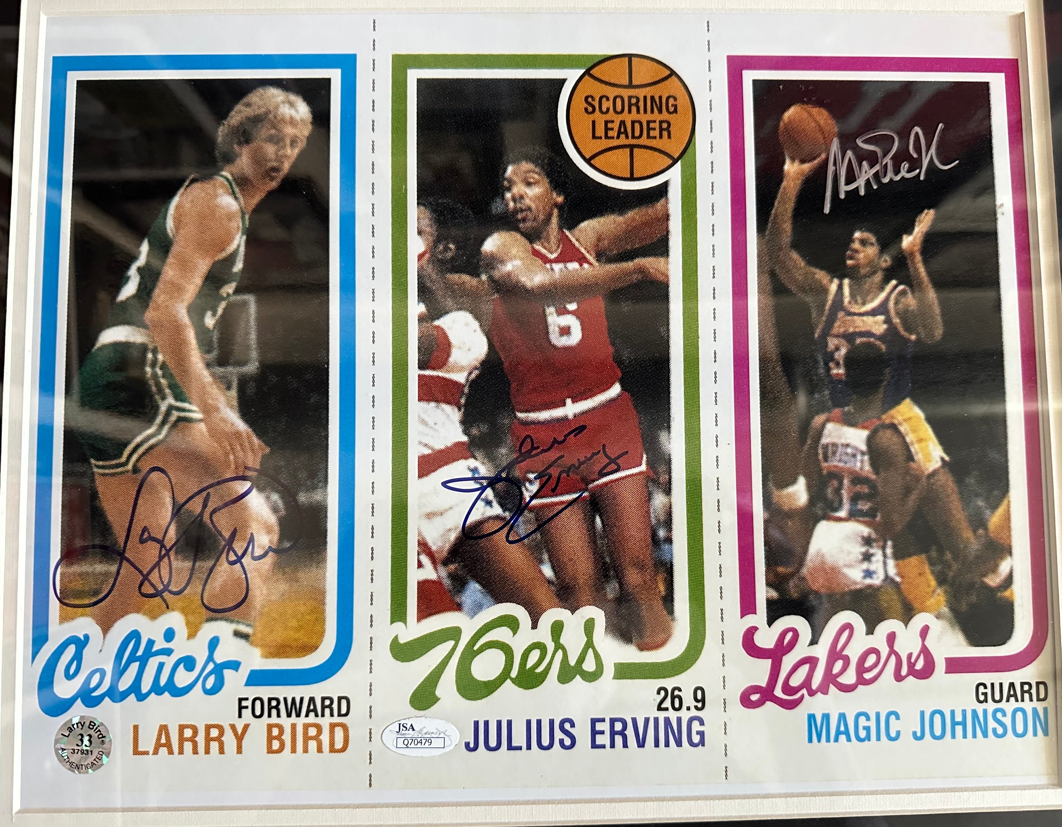 Basketball Legends Bird, Erving, Johnson - Autographed (3)