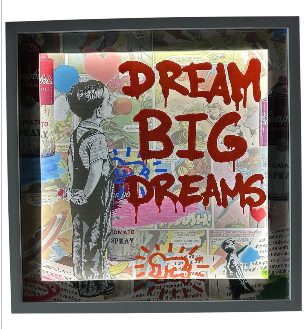Dream Big Dreams - Childs room Pop Art by Banksy with LED Lighting
