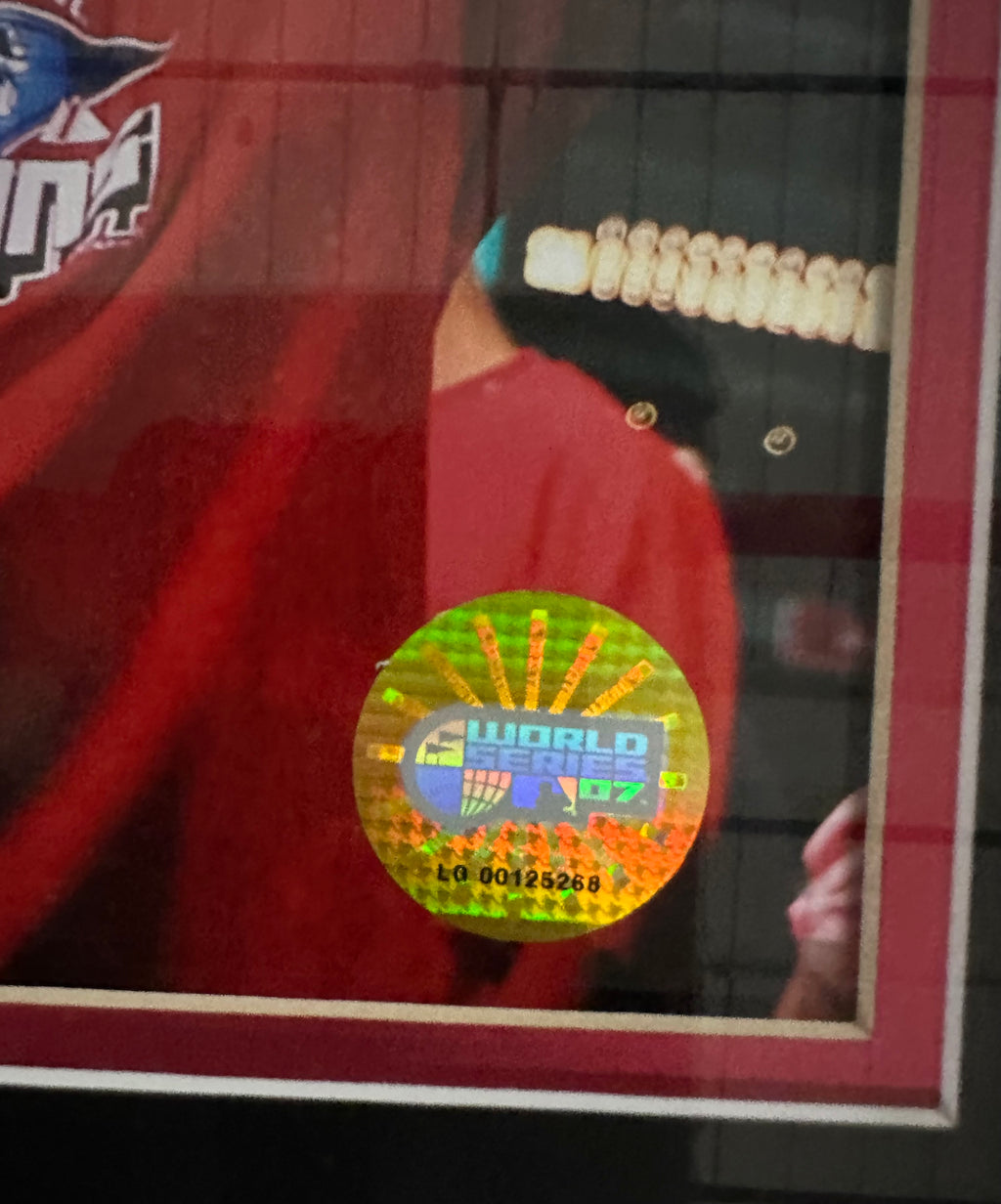 Boston Red Sox - Dustin Pedroia 2007 ALCS & 3D Signed Baseball