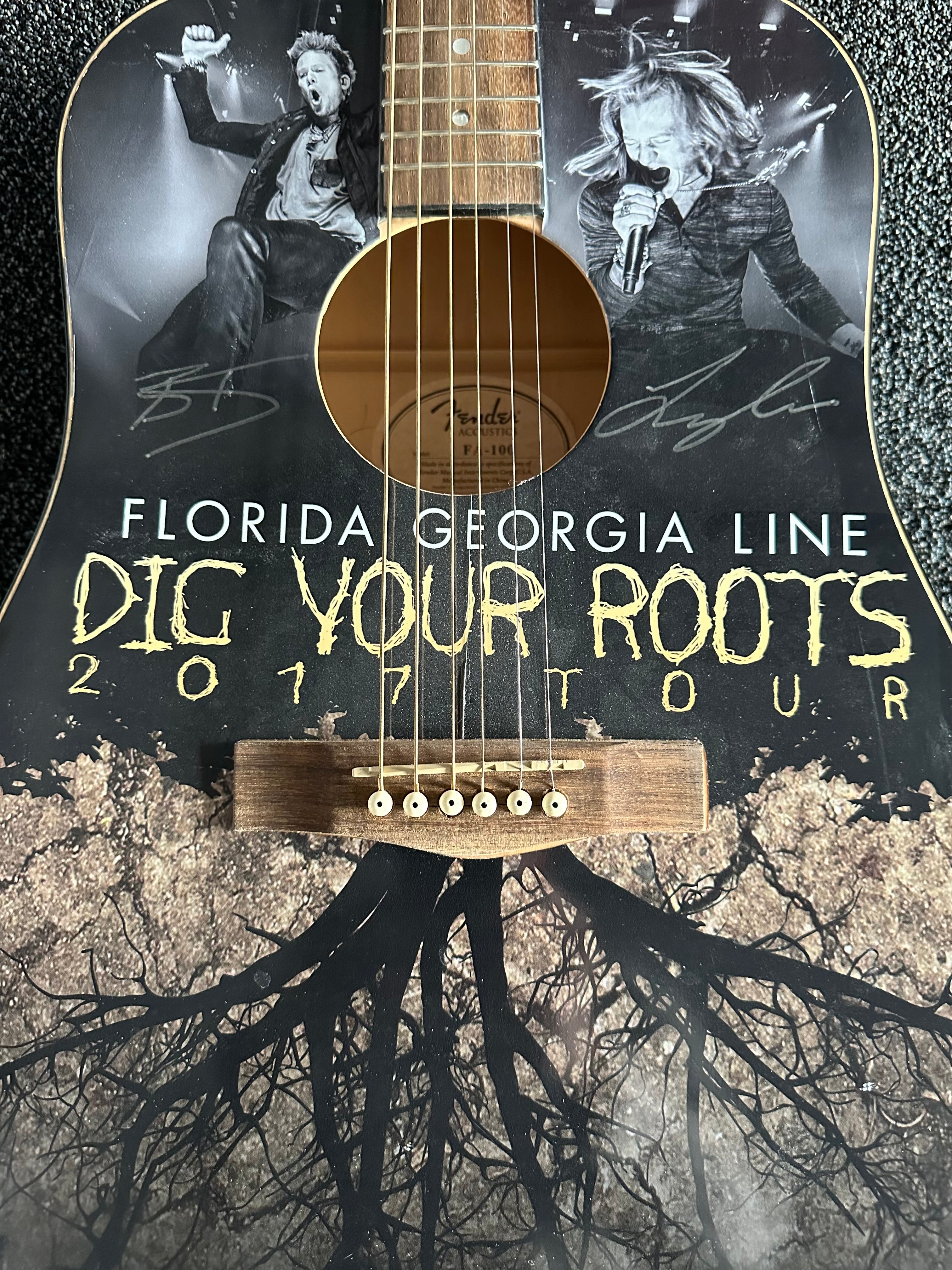 Florida Georgia Line Autographed Acoustic Guitar - Dig Your Roots 2017 Tour