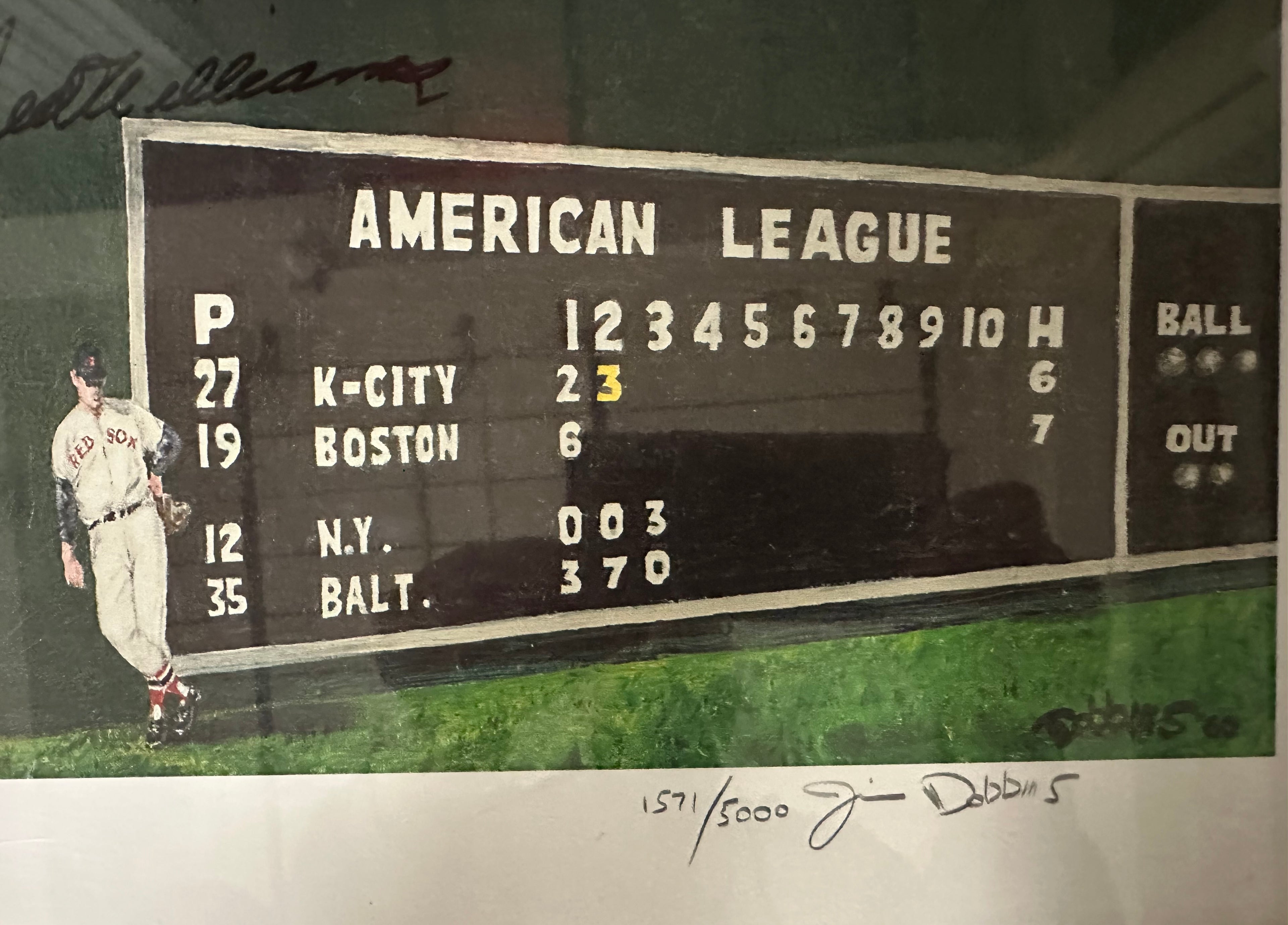 Boston Red Sox - Ted Williams autographed Lithograph changing pitchers