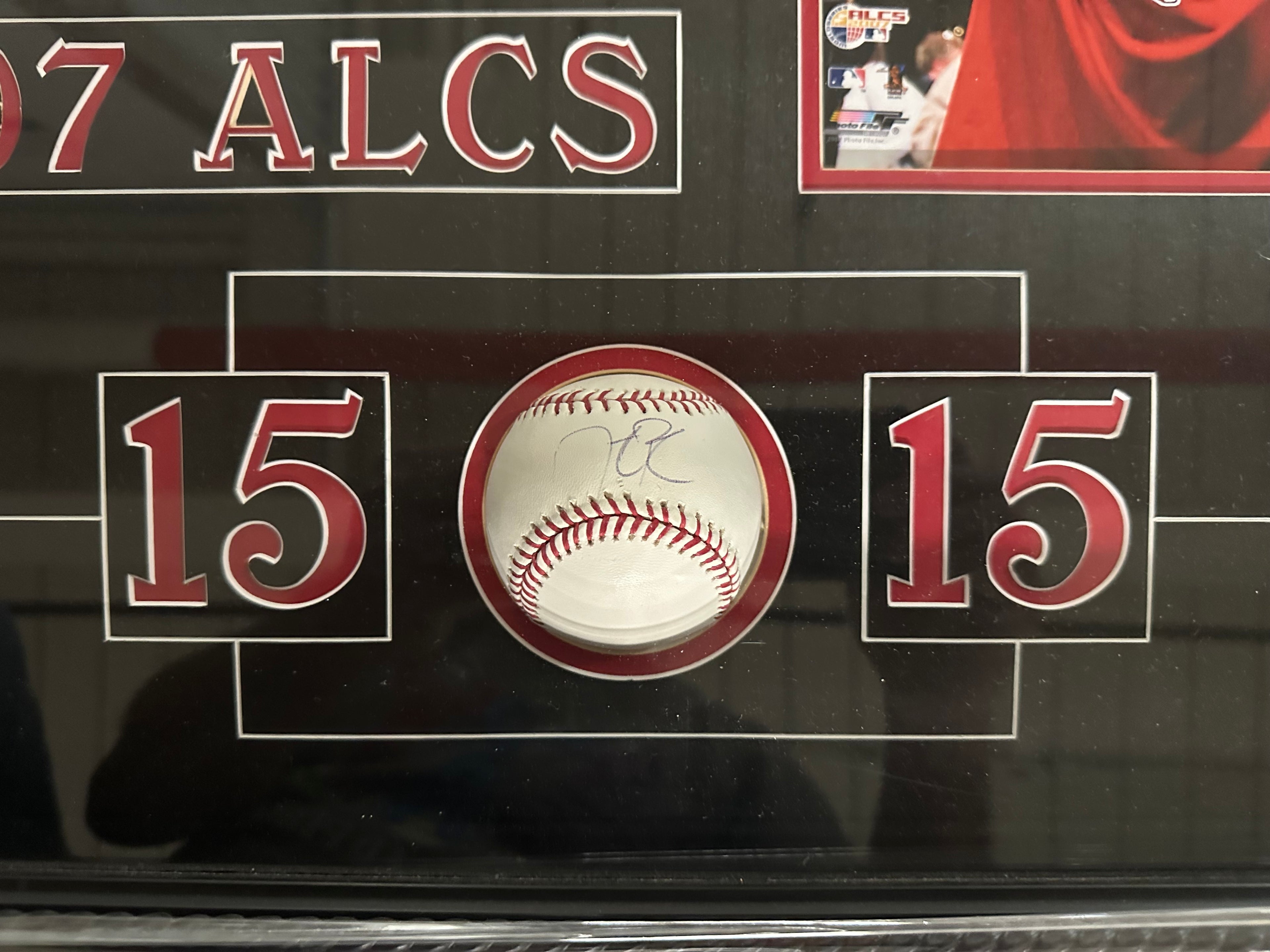 Boston Red Sox - Dustin Pedroia 2007 ALCS & 3D Signed Baseball