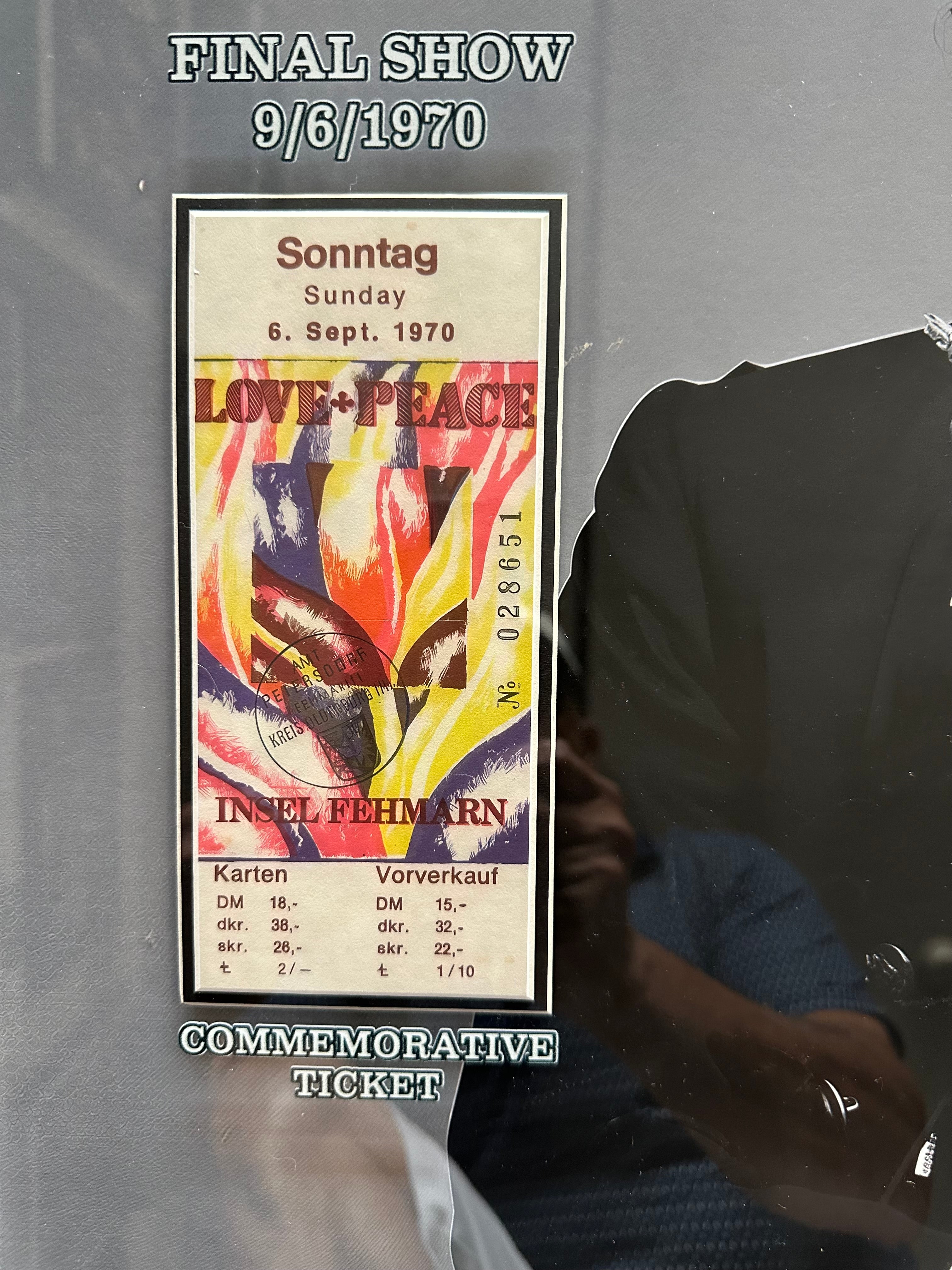 Jimi Hendrix with Replica Final Show 9/6/1970 ticket