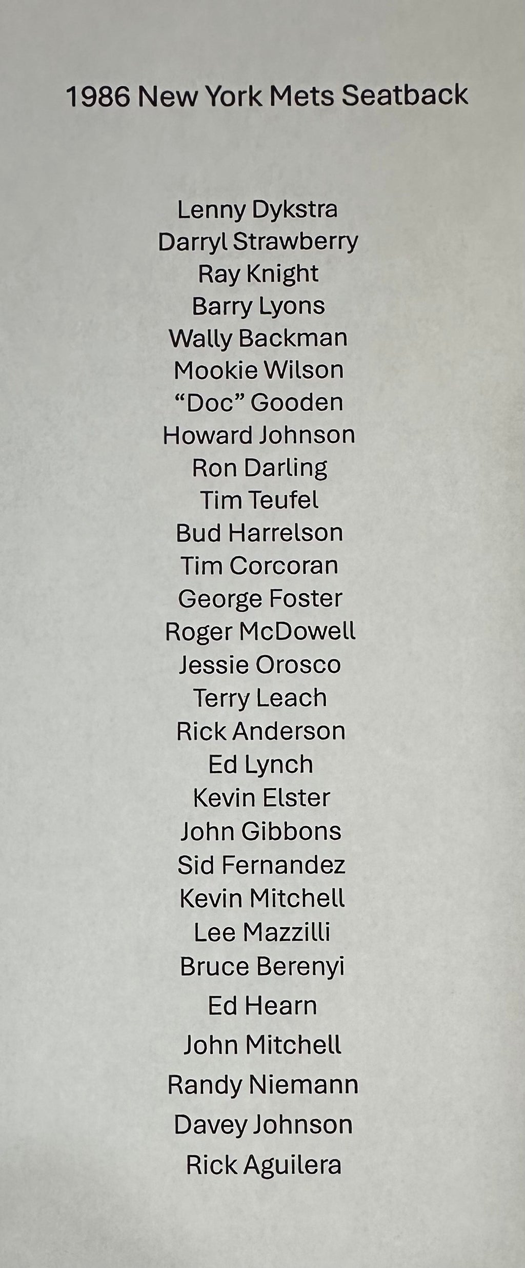 New York Mets - 1986 Mets Team Autograhed Stadium Seatback