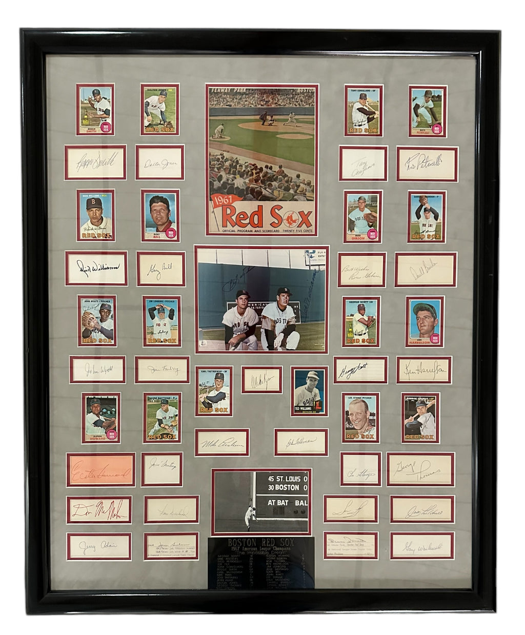 Boston Red Sox - 1967 Program & Scorecard with Multiple Autographed Cuts & Cards