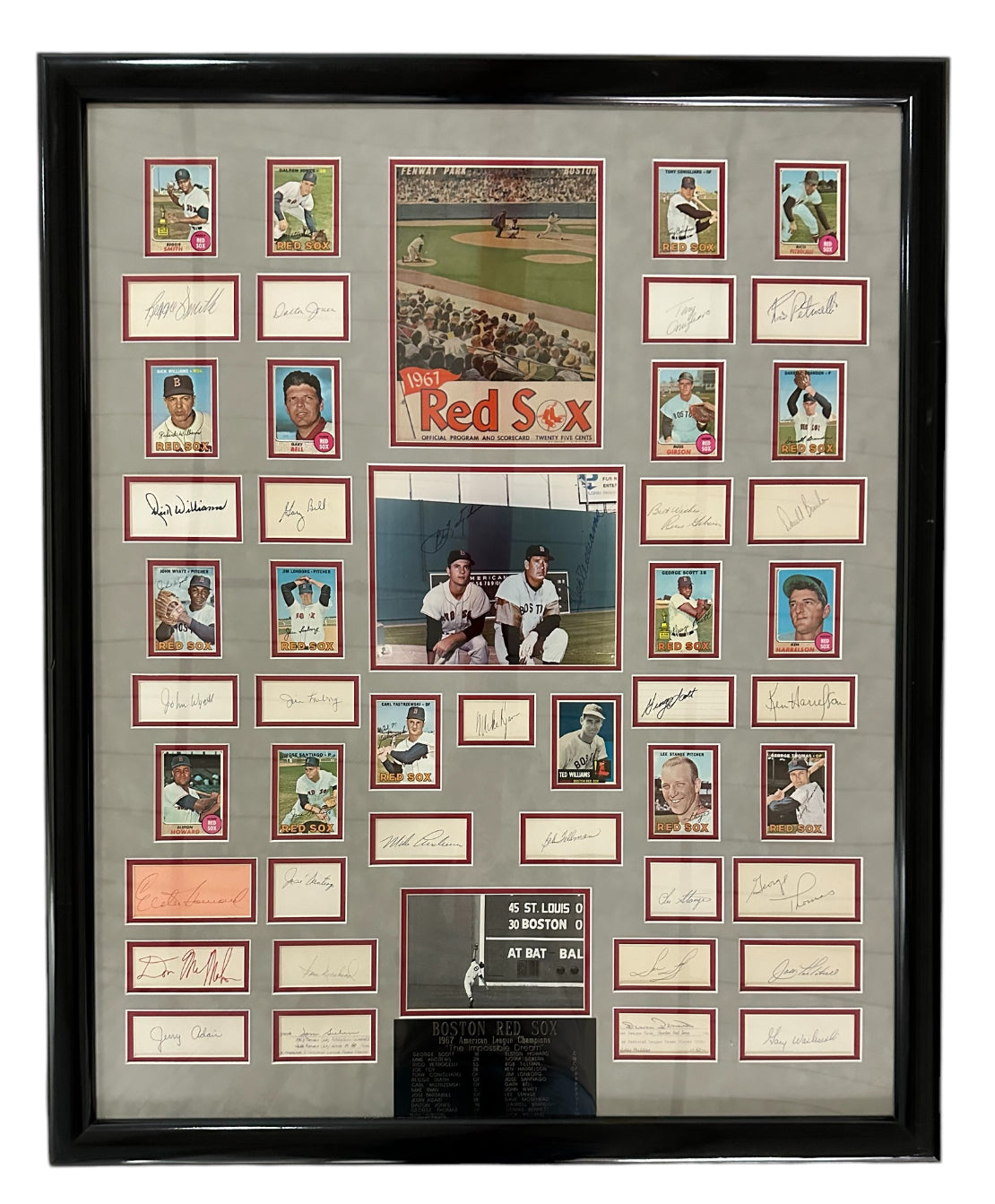 Boston Red Sox - 1967 Program & Scorecard with Multiple Autographed Cuts & Cards