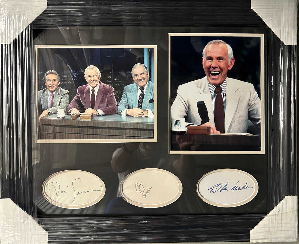 Johnny Carson, Ed McMahon and Doc Severinson Autographed Cuts