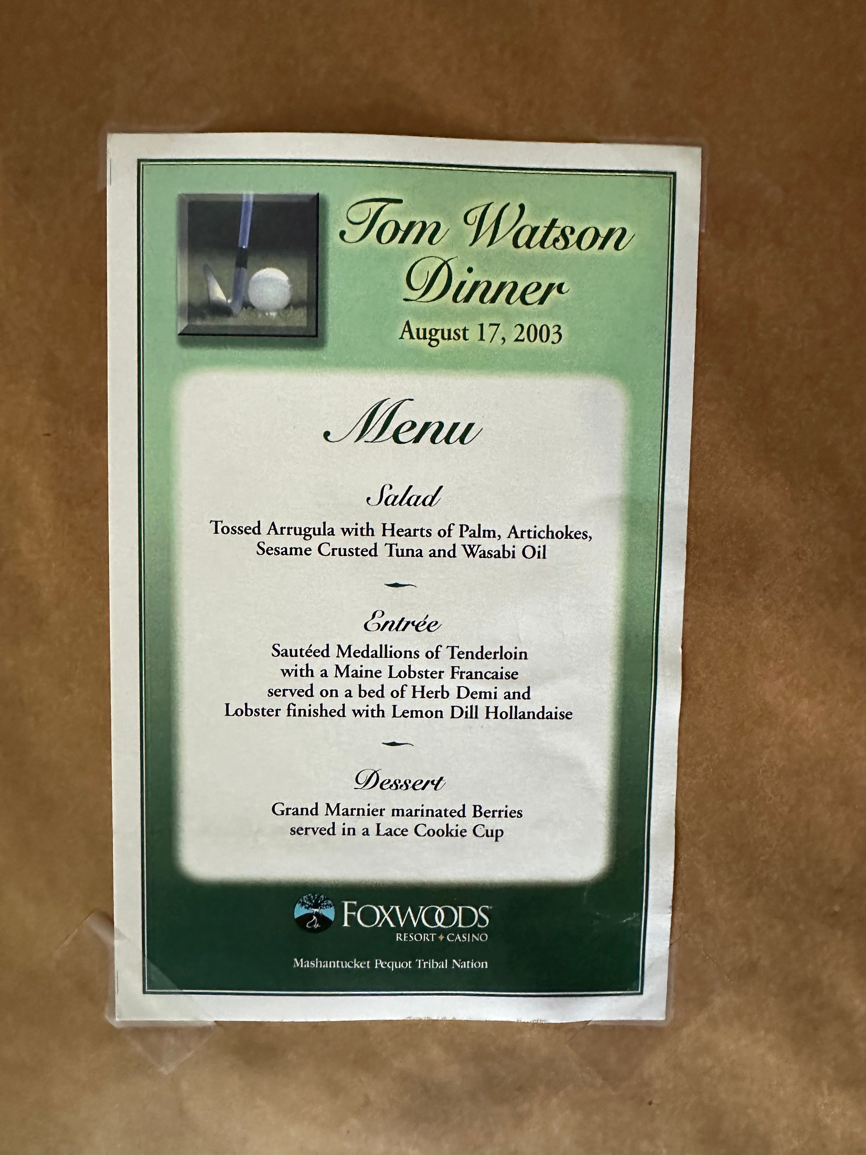 Tom Watson Autographed