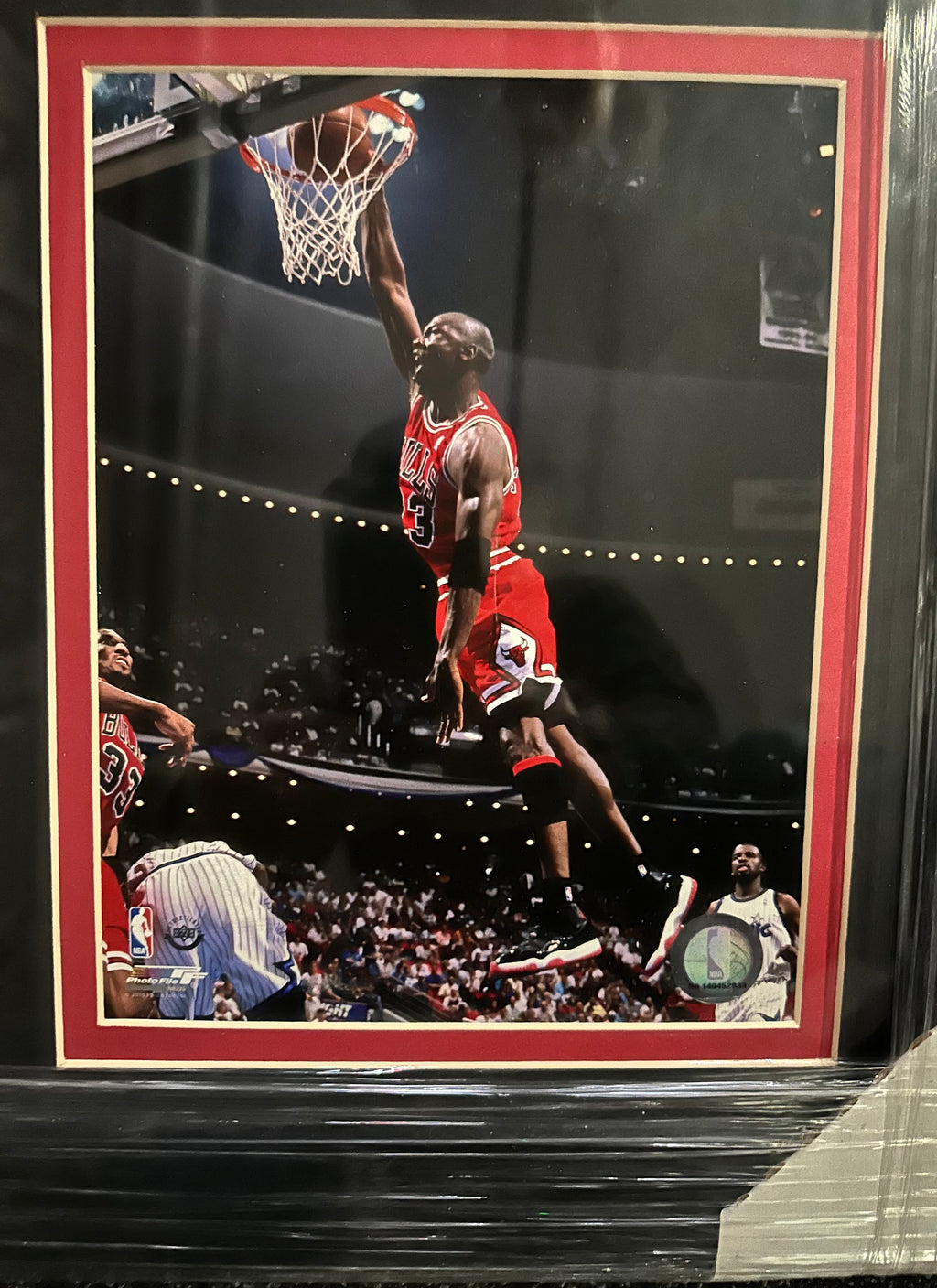Chicago Bulls - Michael Jordan Autographed Framed Jersey with cards