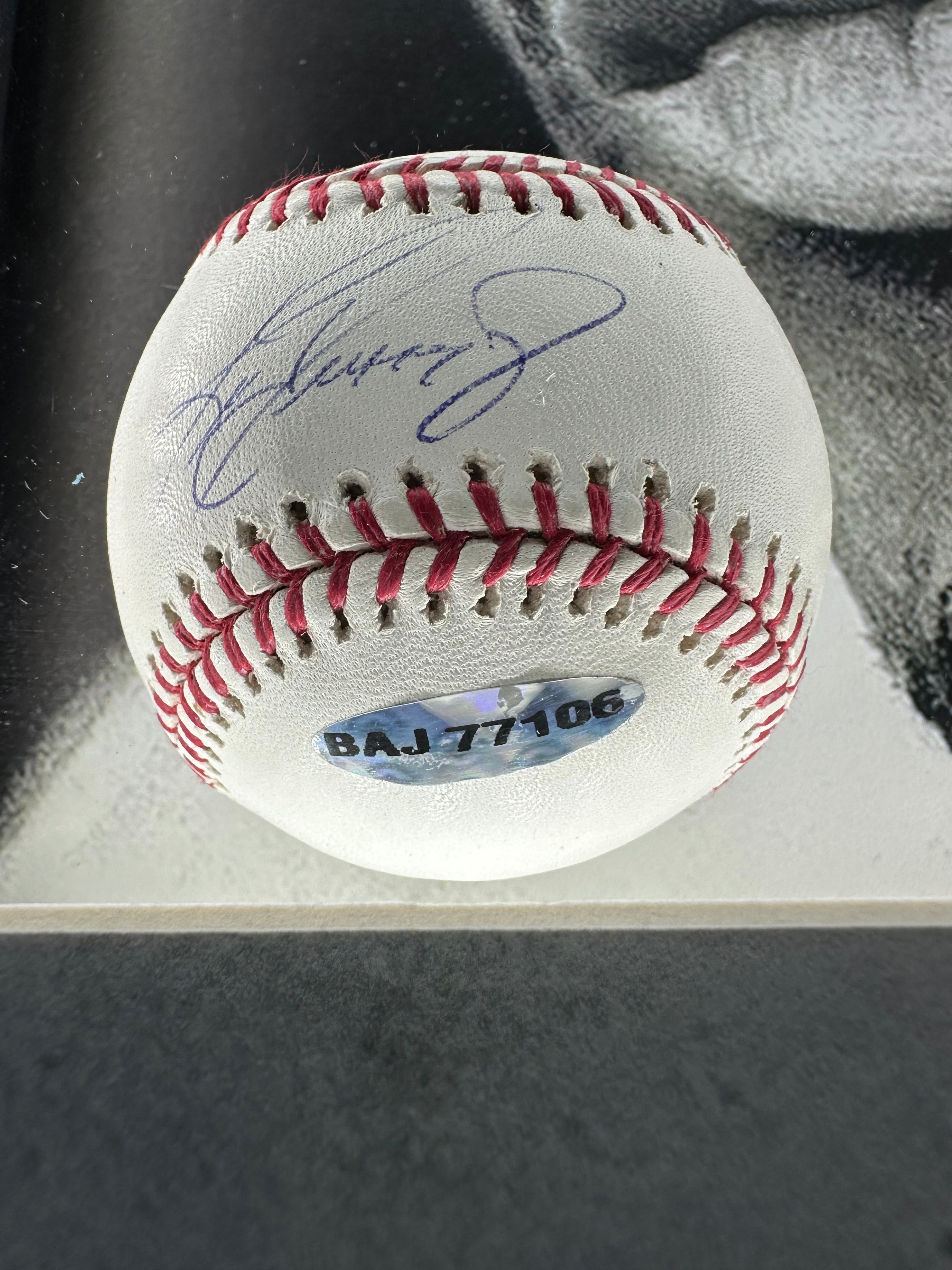 Ken Griffey Jr - 3D Shadowbox picture with autographed baseball w/LED