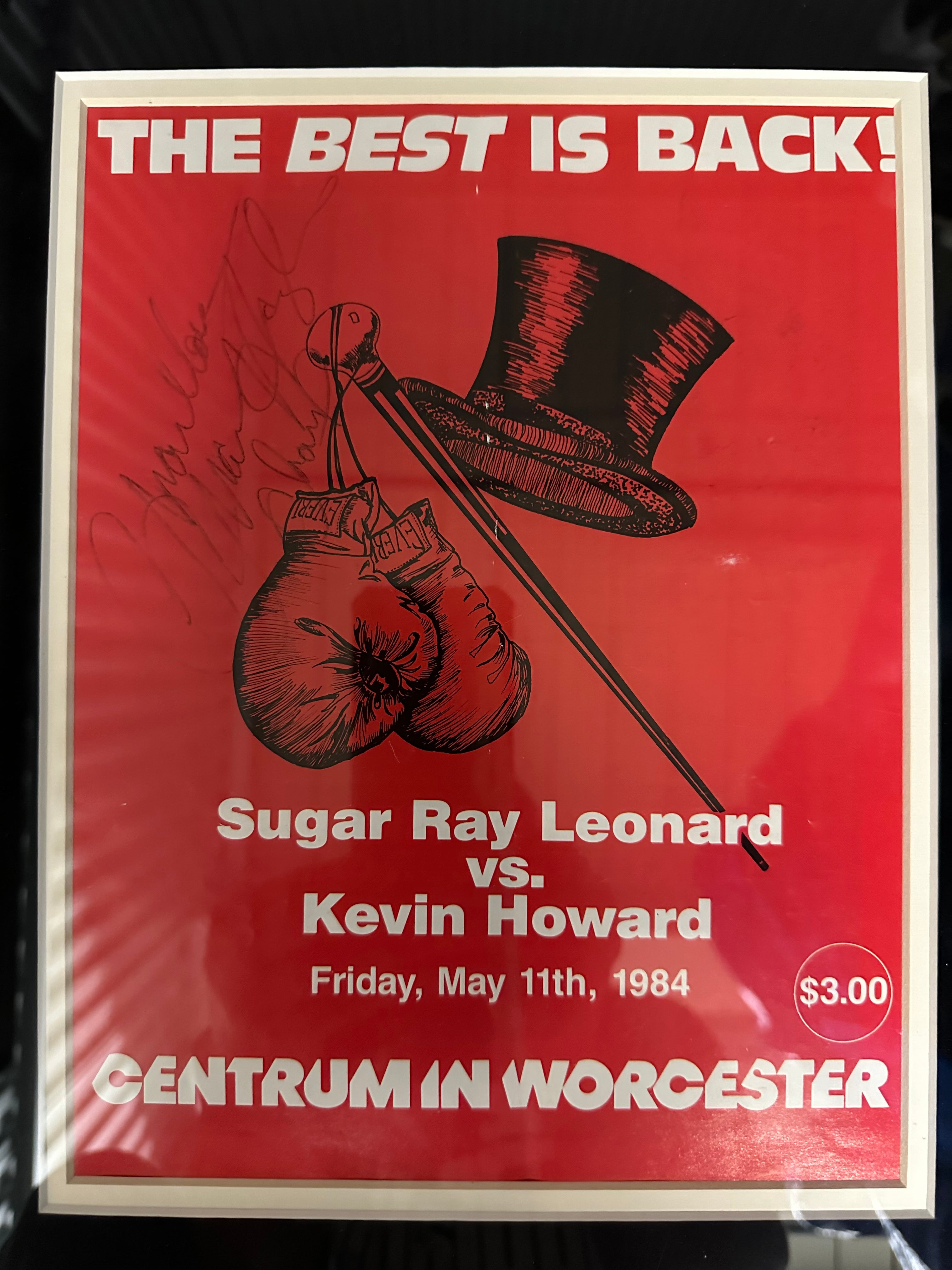 Marvin Hagler Autographed Fight Program - Sugar Ray Leonard vs Kevin Howard