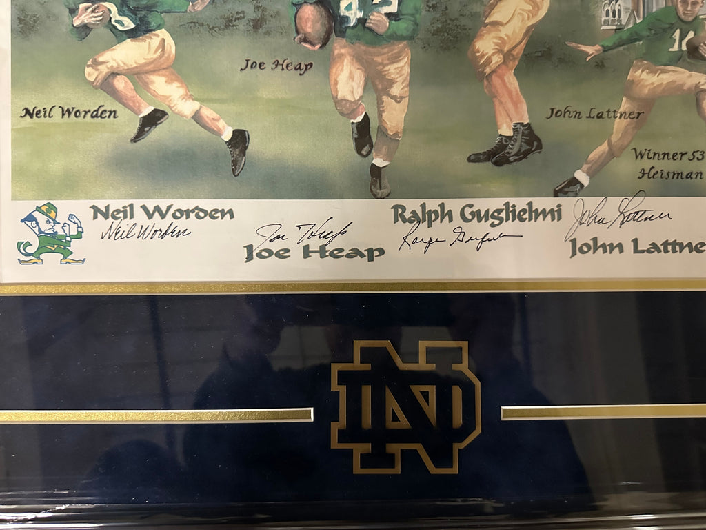 Notre Dame - Heisman Players watercolor with 4 autographs