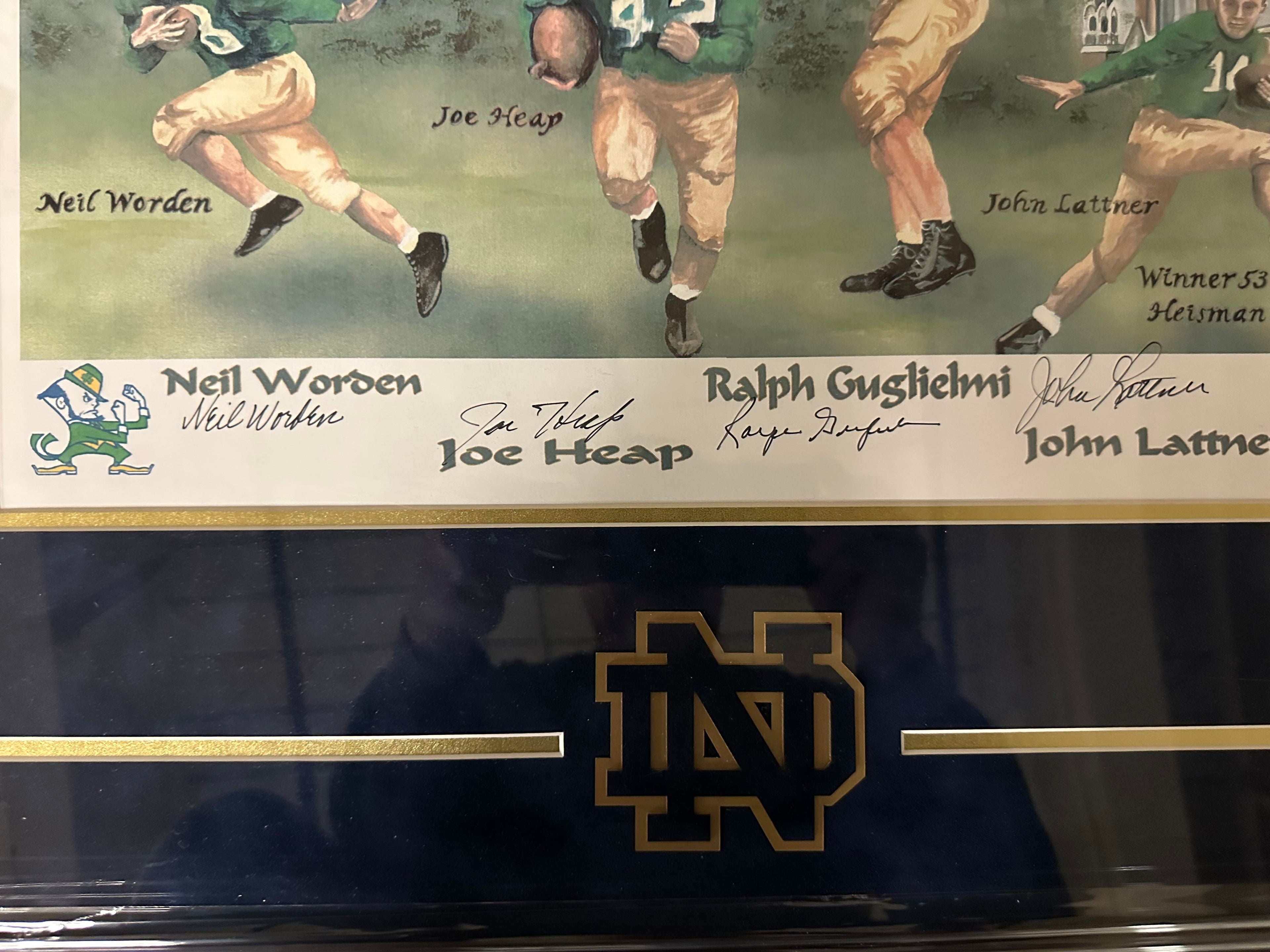 Notre Dame - Heisman Players watercolor with 4 autographs