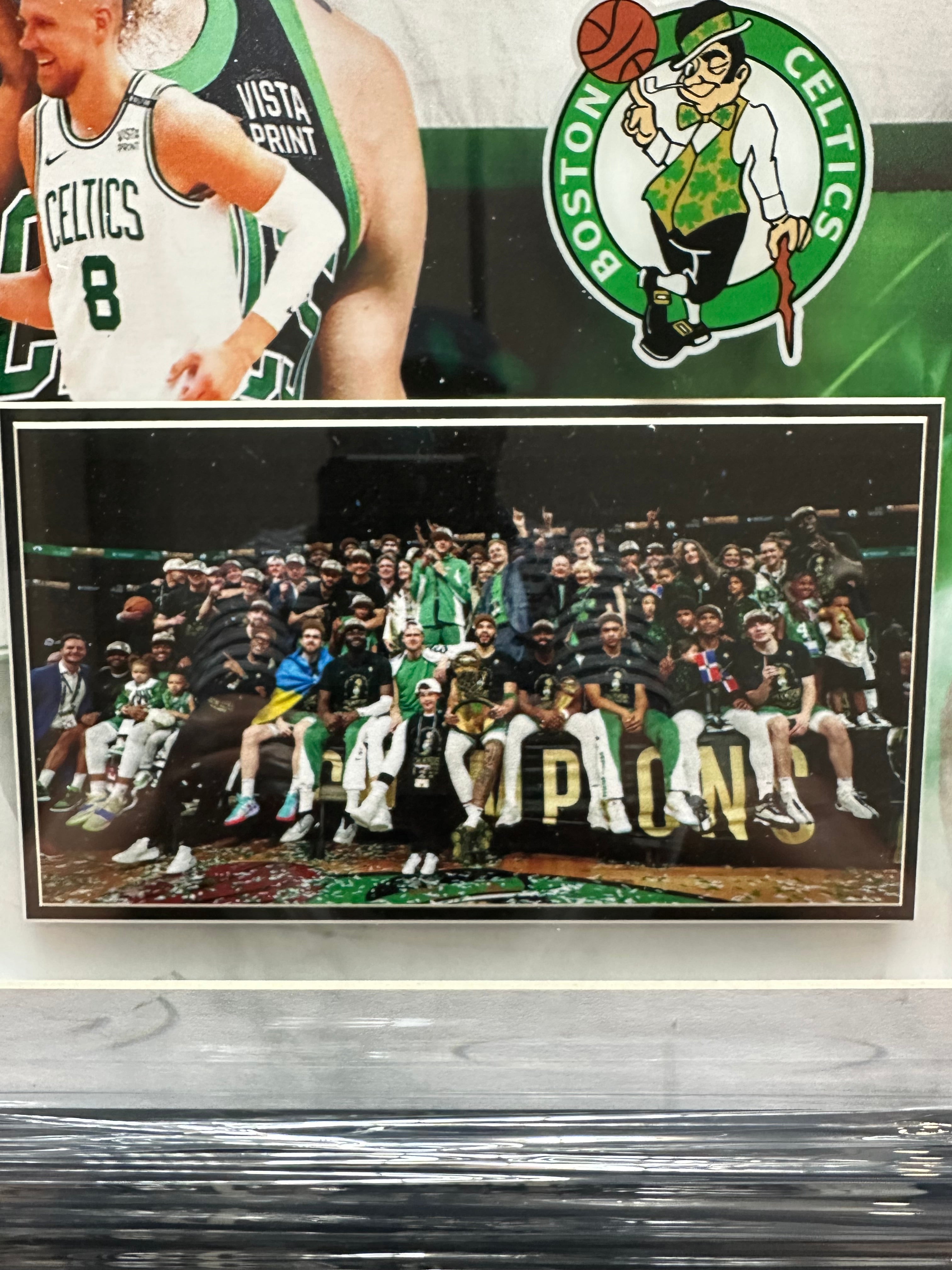 Boston Celtics 2024 World Champions with Facsimile Game 5 Ticket (23x23)