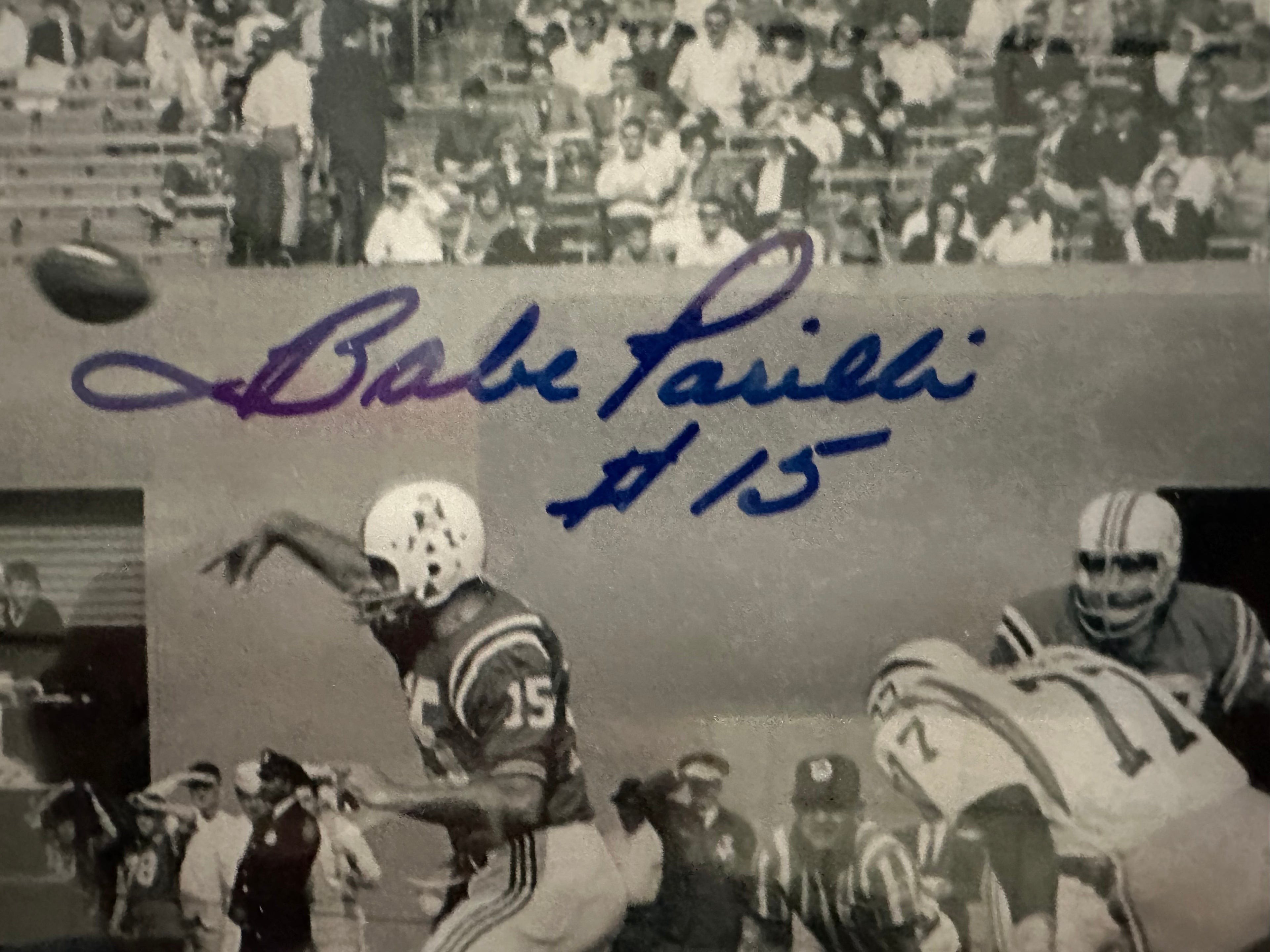 Boston Patriots - Babe Parilli Autographed B&W 8x10 Photo