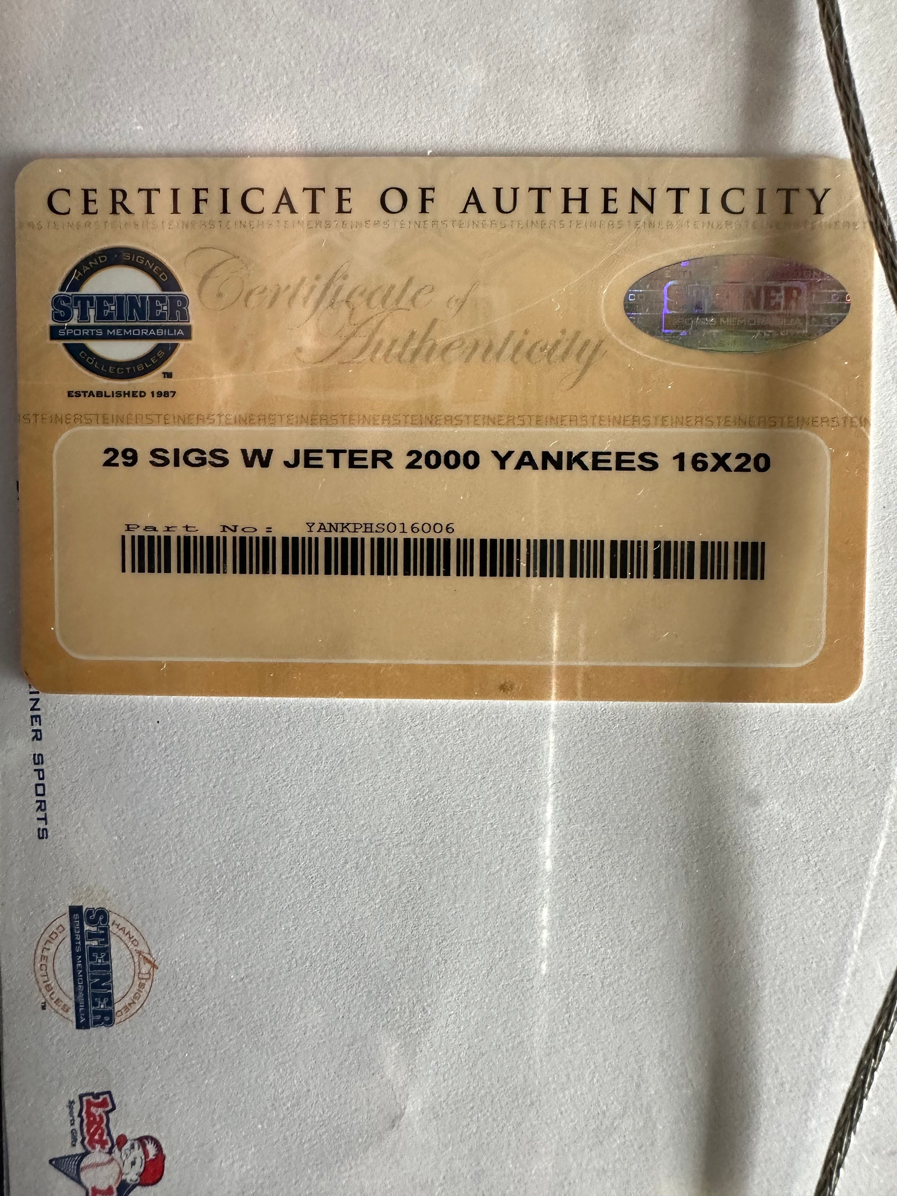 New York Yankees - 2000 WS Champions Team Signed 3D Shadow Box w/LED