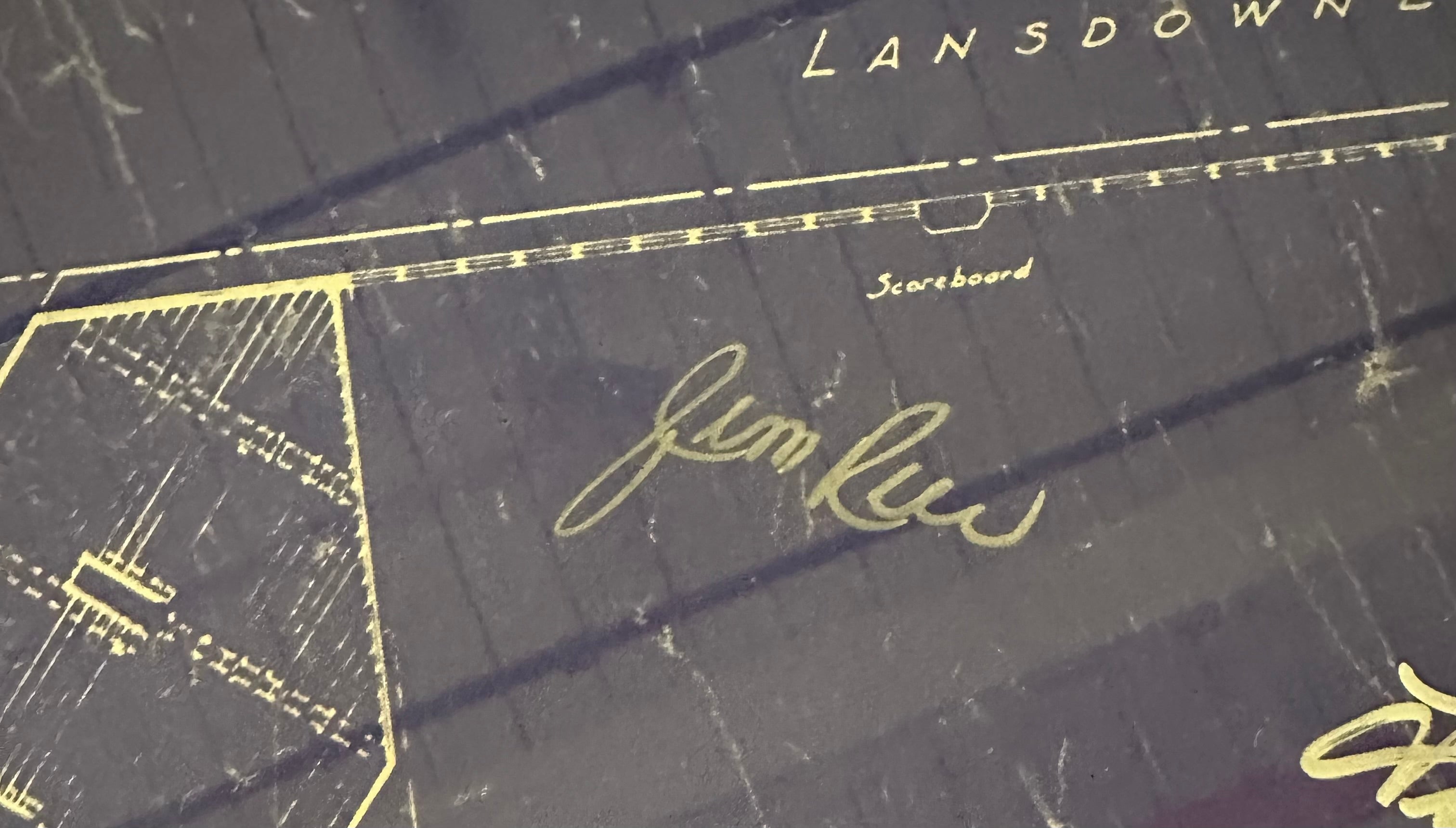 Fenway Architectural Blueprint with Rice, Flynn and Evans Autographs