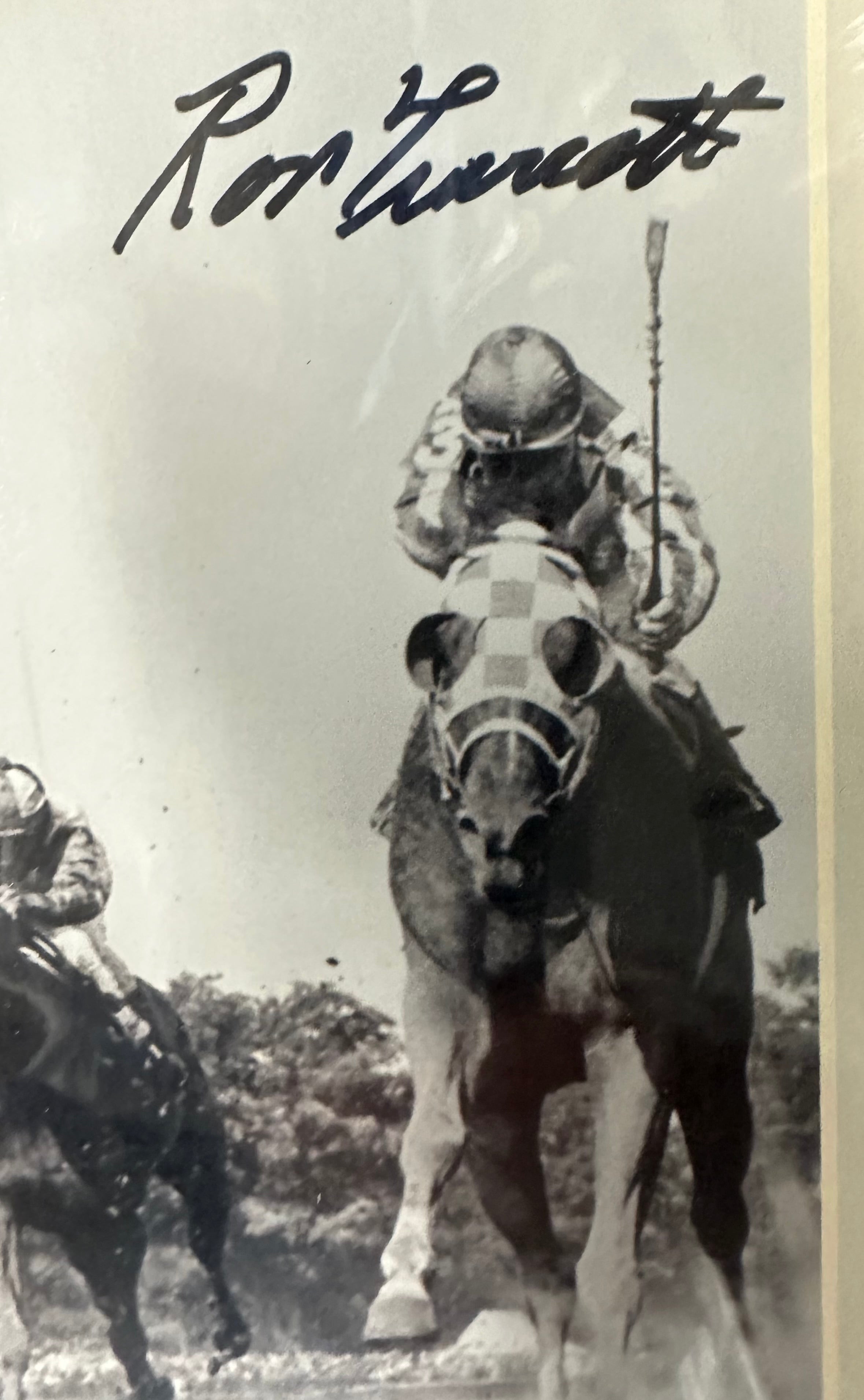 Ron Turcotte and Jacinto Vasquez Autographed 8 x 10 with Horse "Onion"