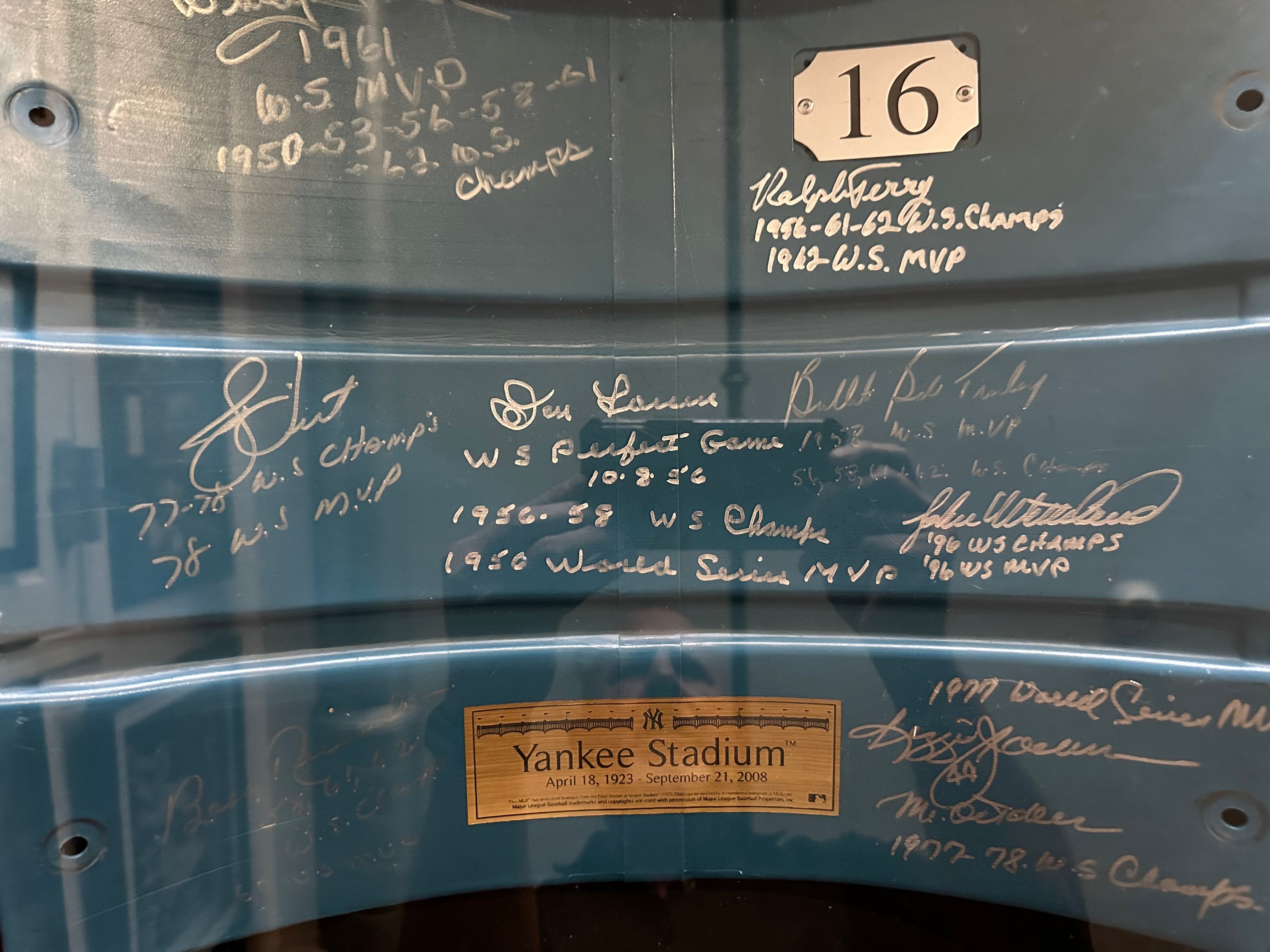 New York Yankees - World Series MVP Autographed Seatback (Stadium 1923 - 2008)