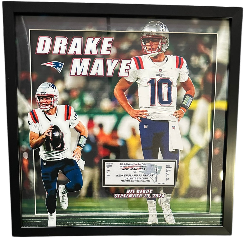New England Patriots - Drake Maye Debut vs Jets with replica game ticket